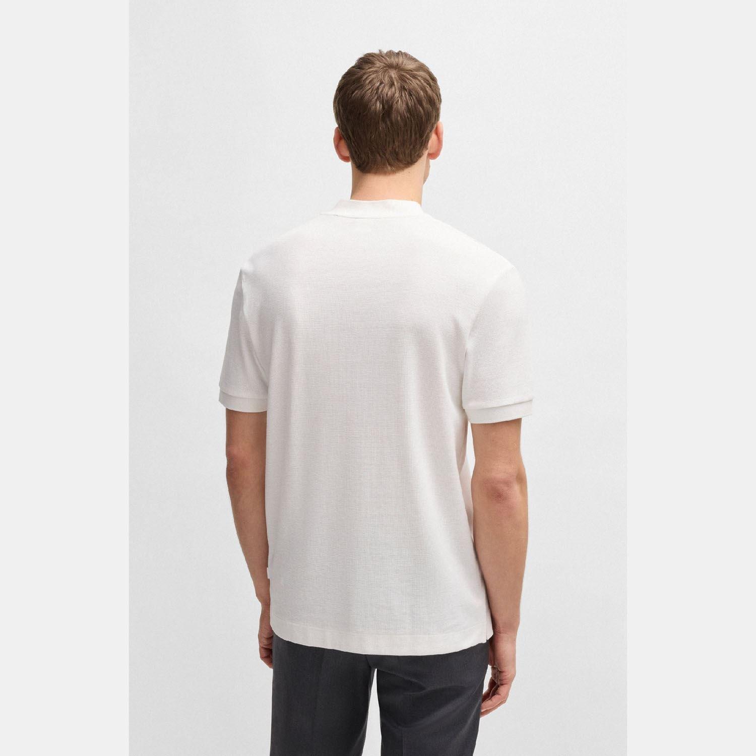 White - Boss - H-Pratt 120 Collarless Polo Shirt - 5