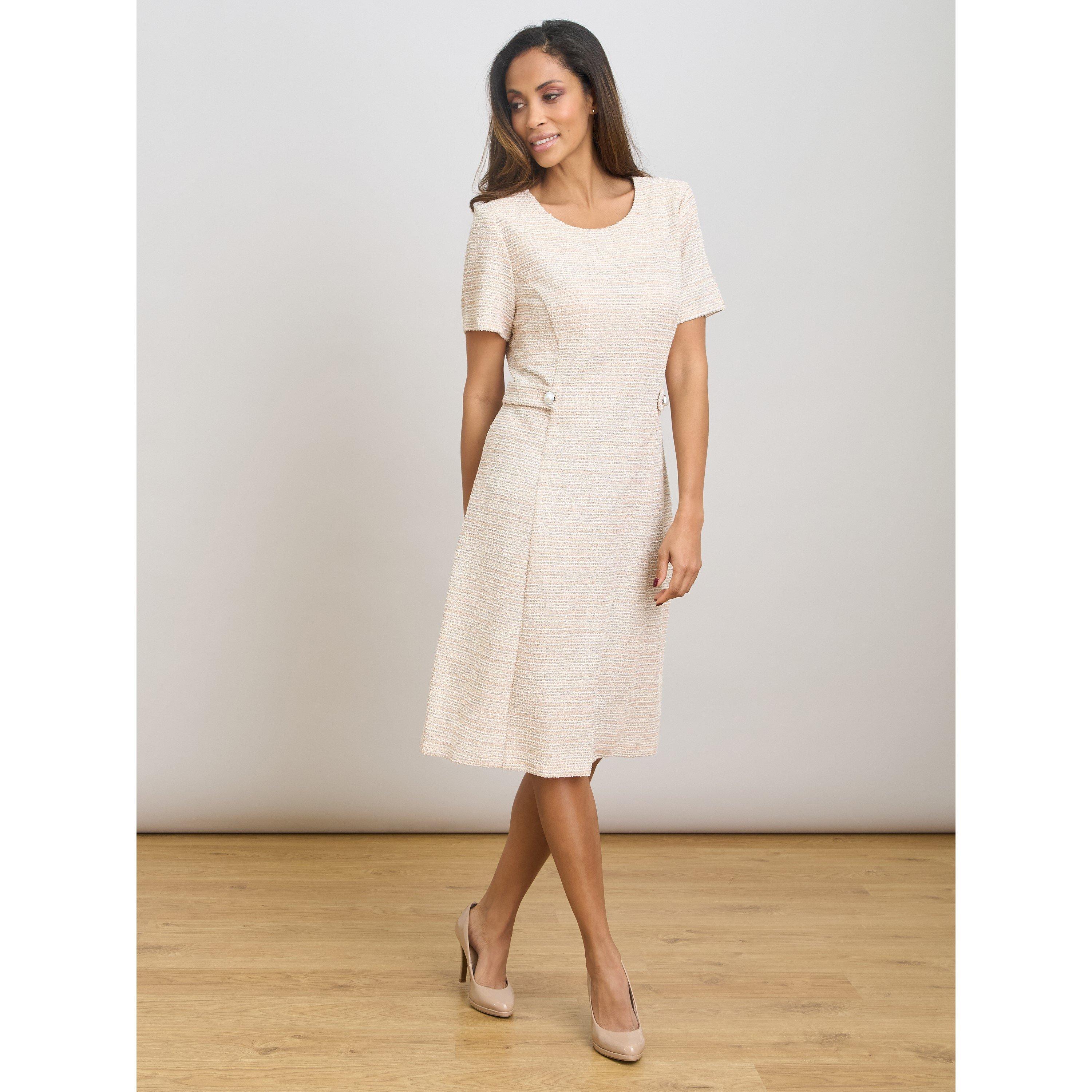 Pink - Gina Bacconi - Nara Boucle A Line Dress - 3