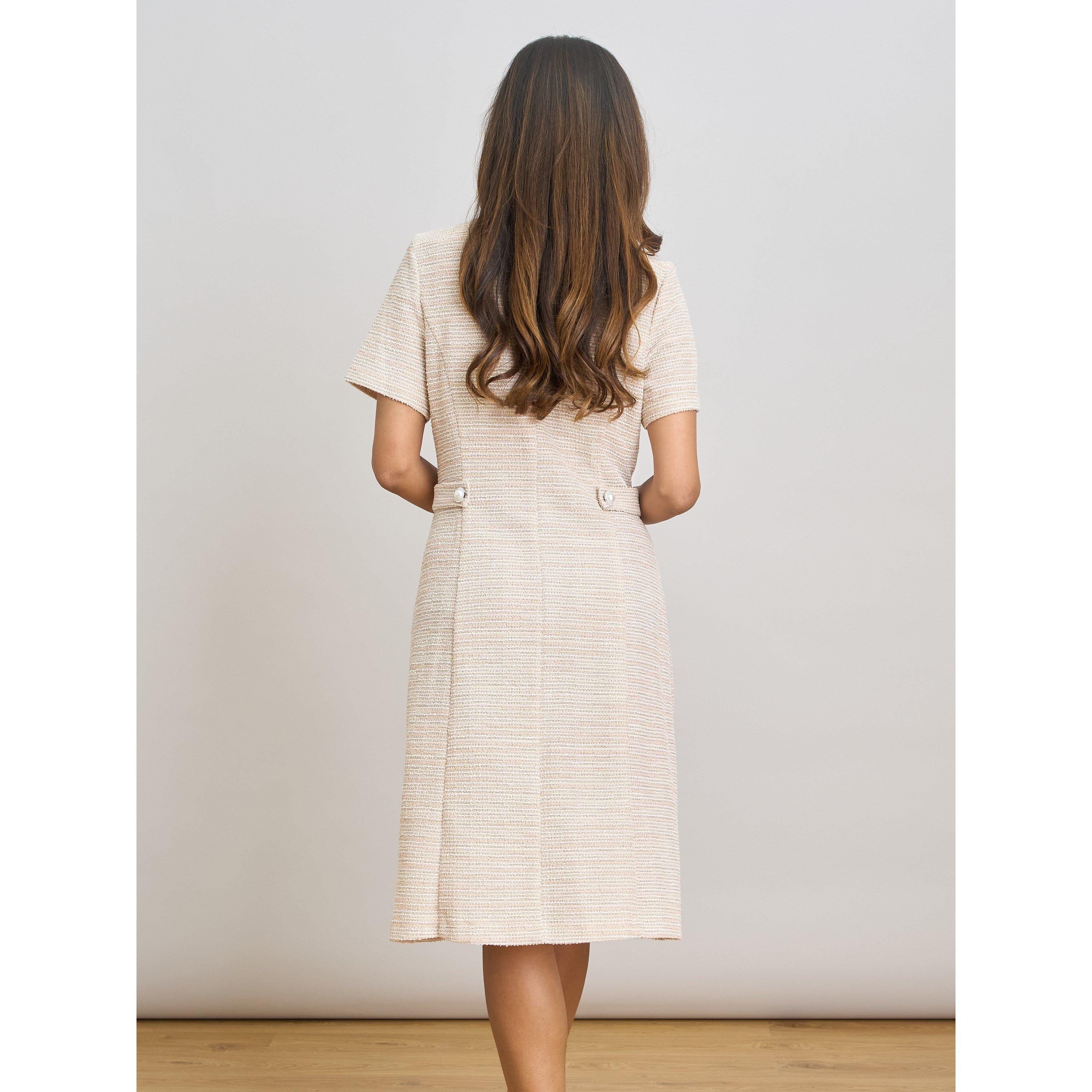 Pink - Gina Bacconi - Nara Boucle A Line Dress - 4