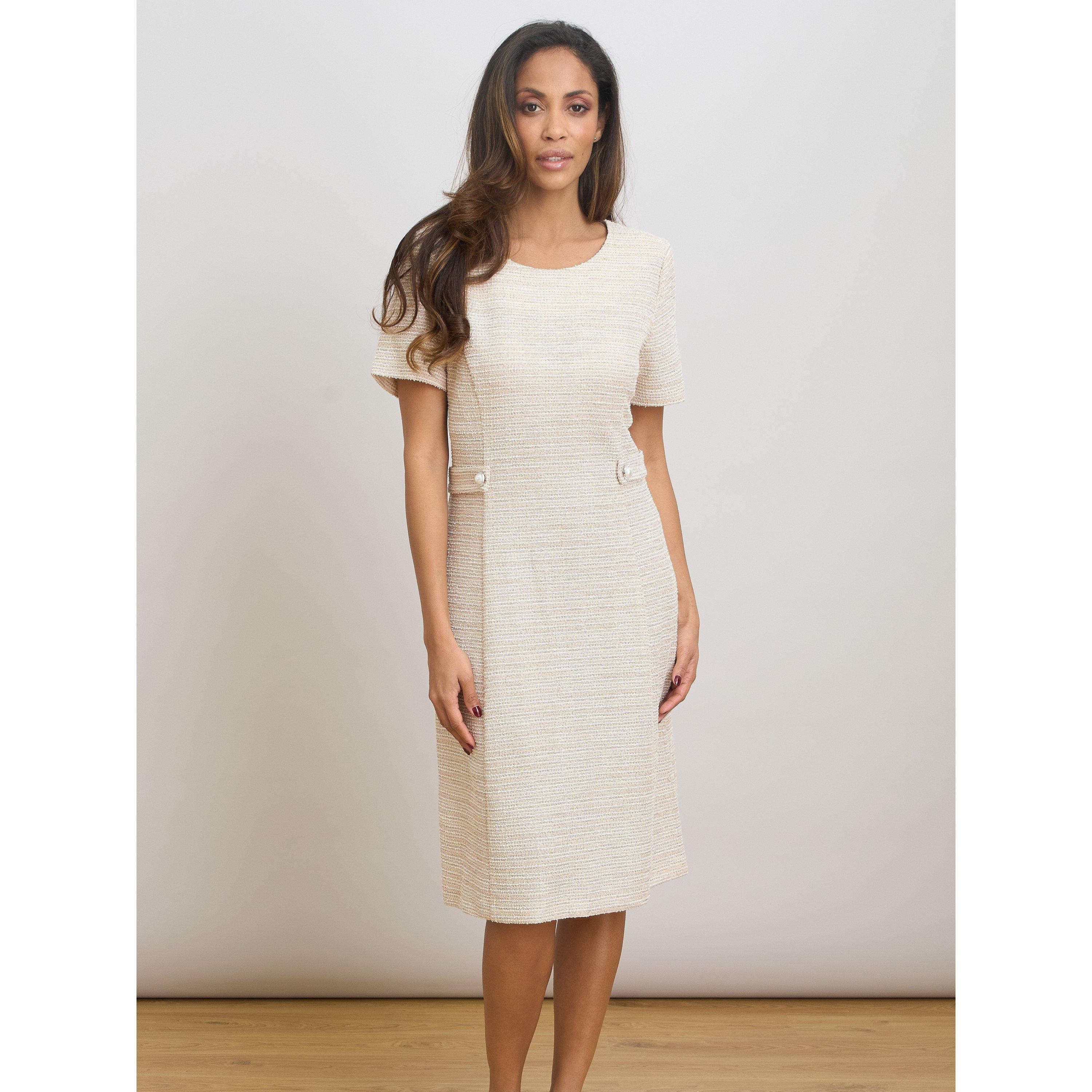 Pink - Gina Bacconi - Nara Boucle A Line Dress - 5