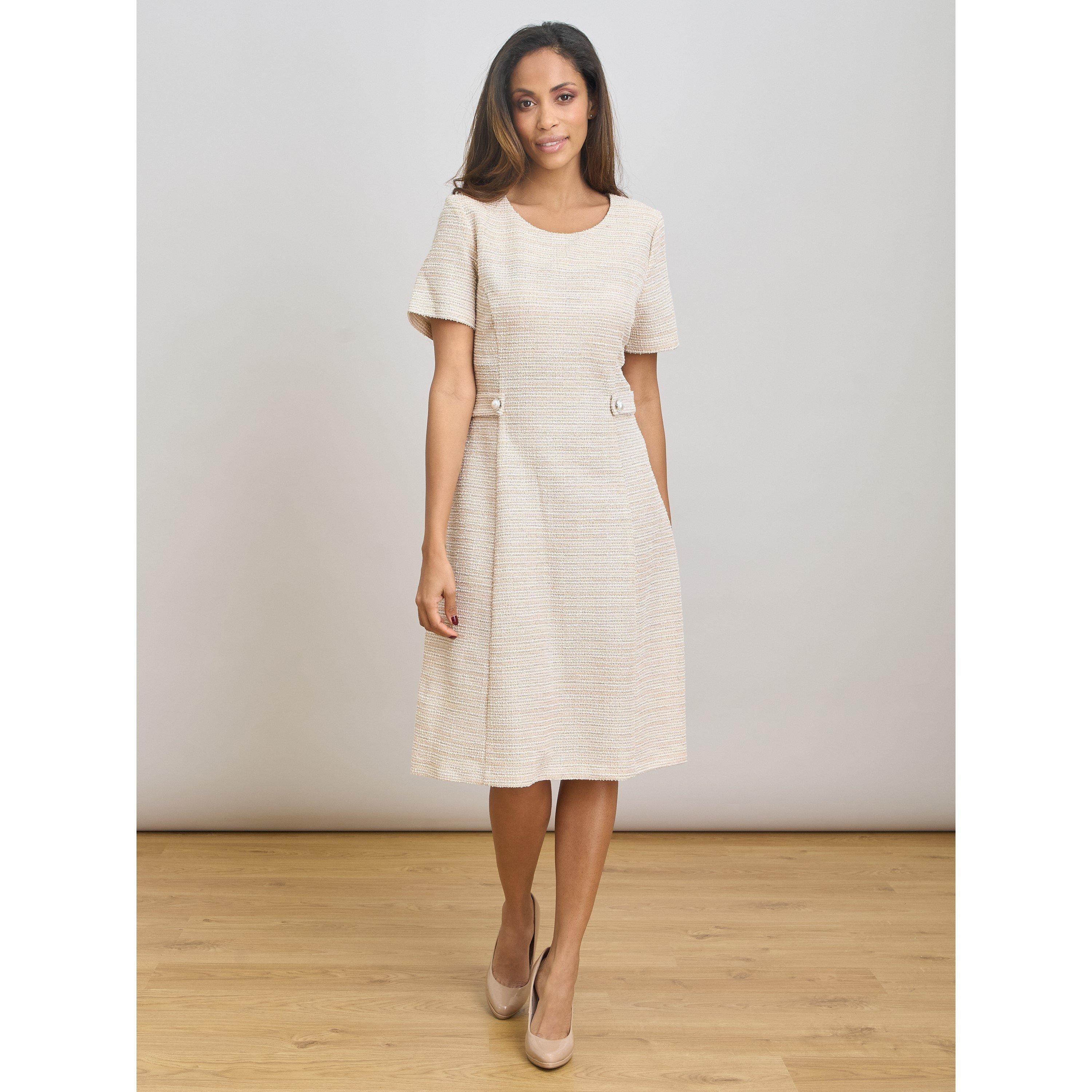 Pink - Gina Bacconi - Nara Boucle A Line Dress - 7