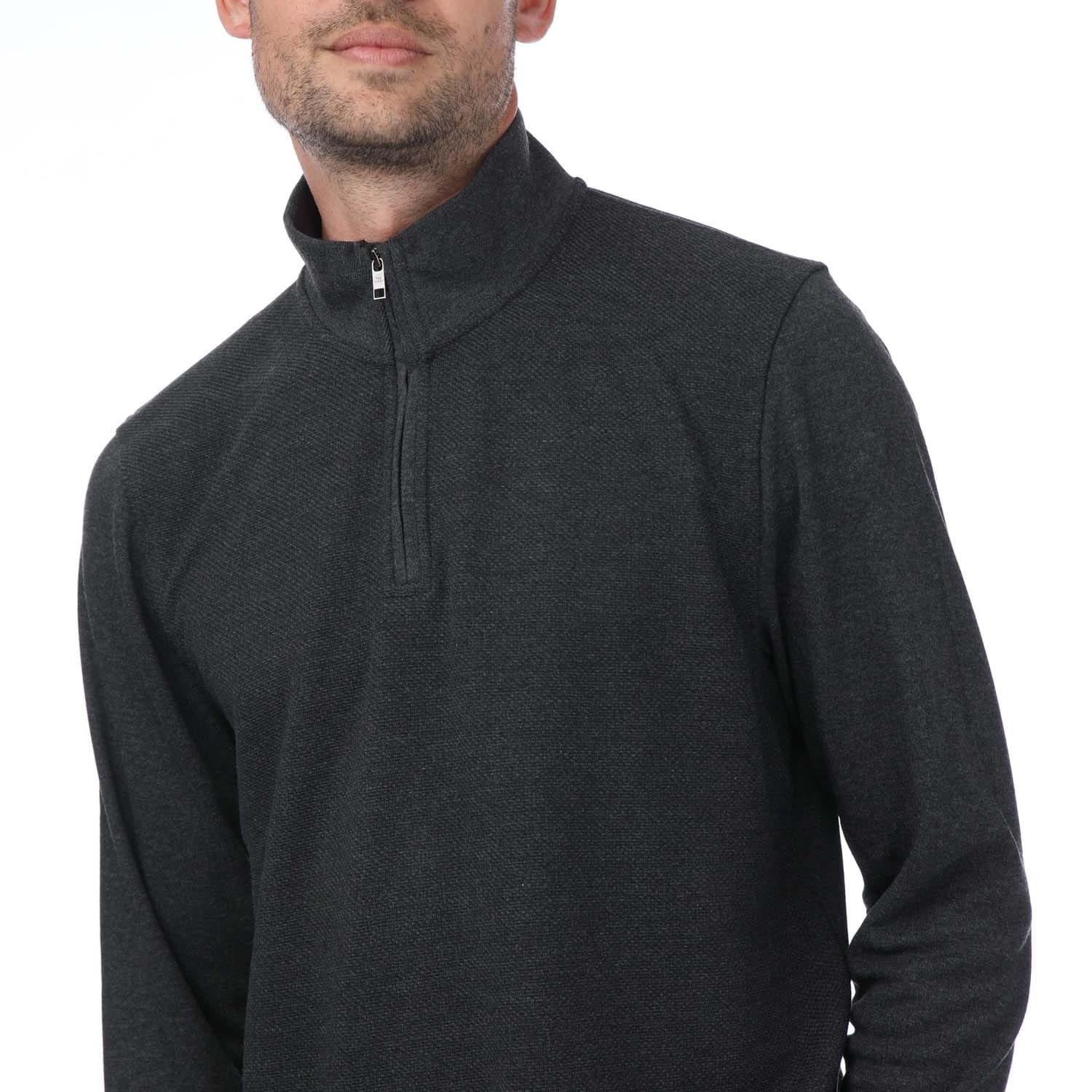 Charcoal - Ted Baker - Bits Textured Funnel Neck Sweater - 3