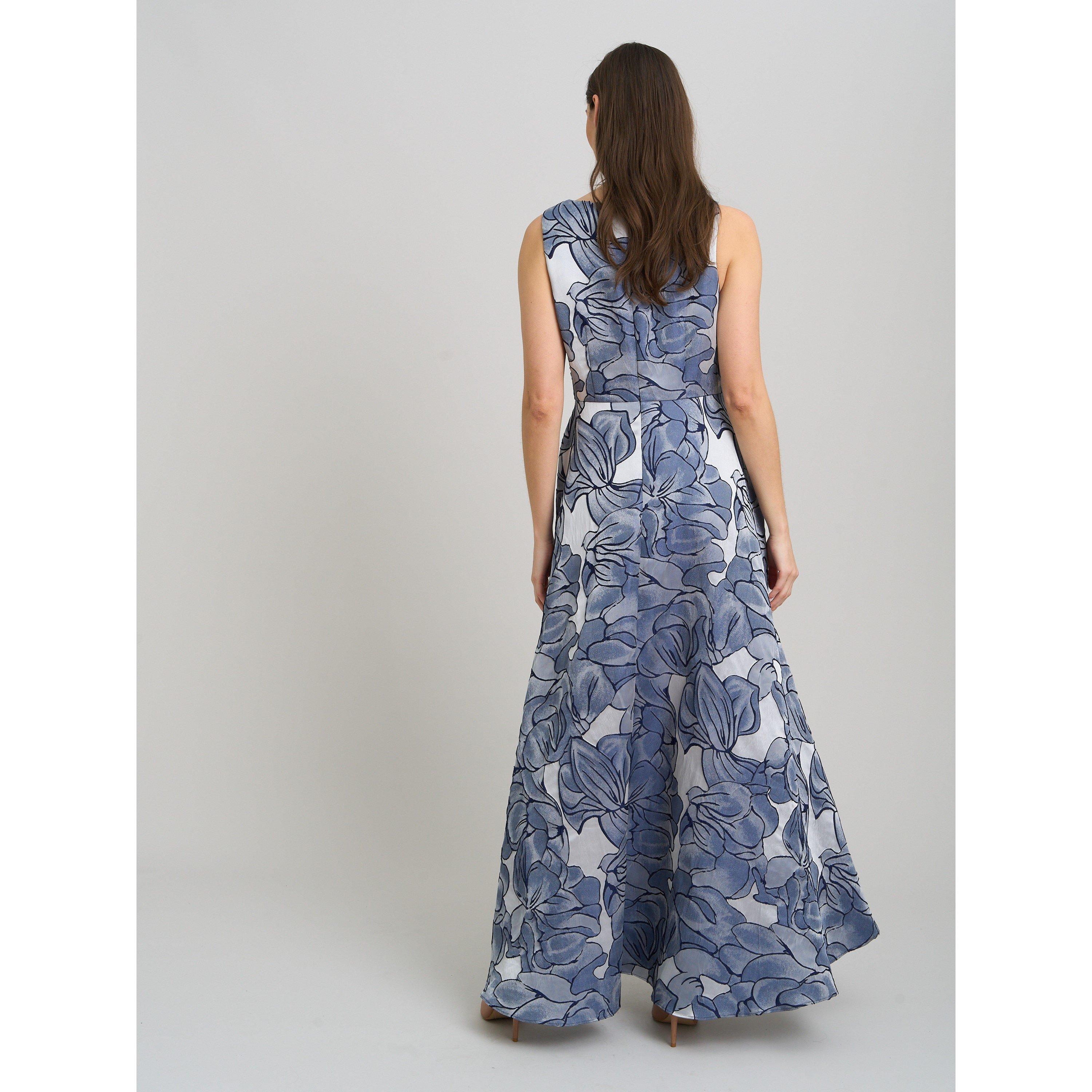 Blue - Gina Bacconi - Montana Jacquard Dress - 3