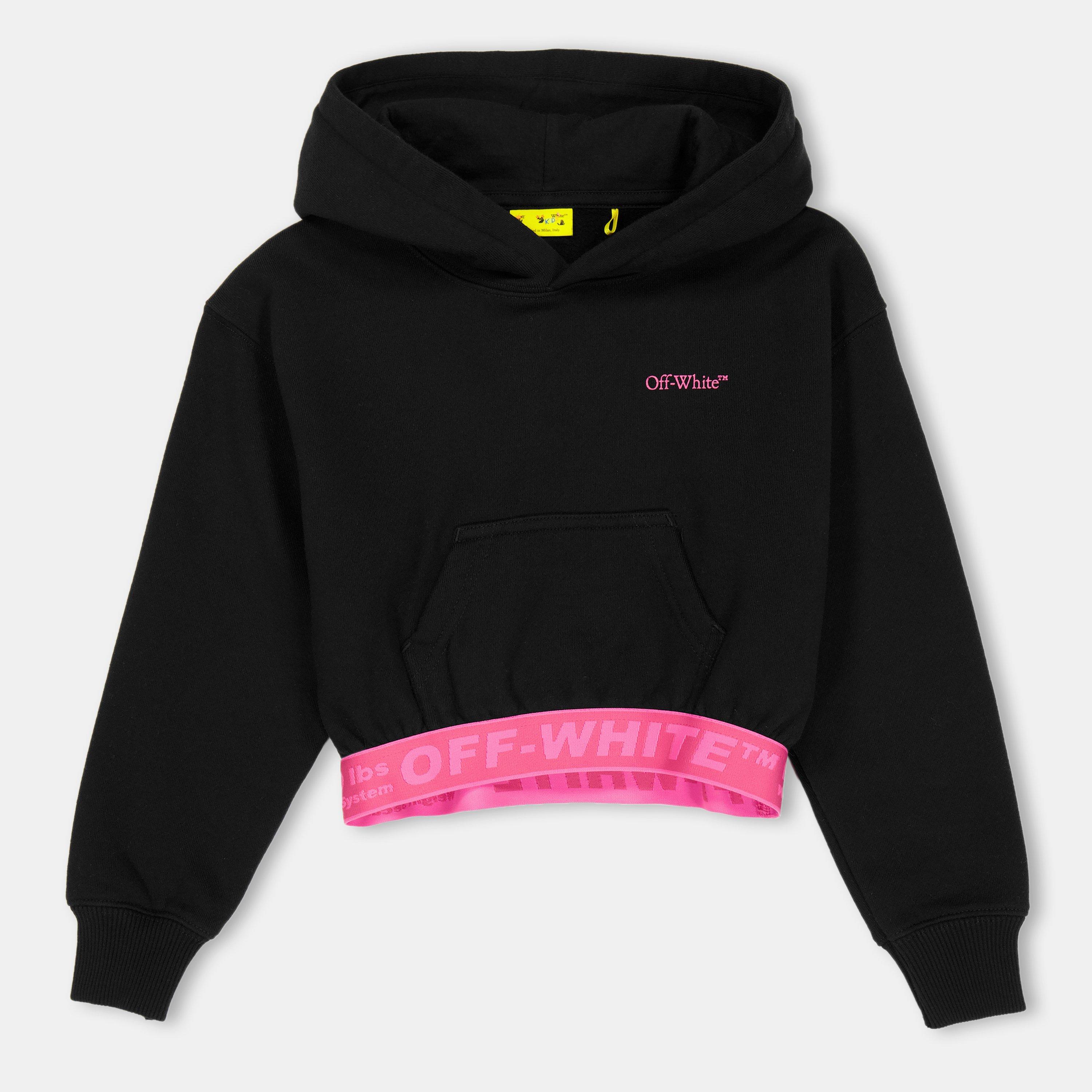 Black 1032 - Off White - Kids' Logo Cropped Hoodie - 1