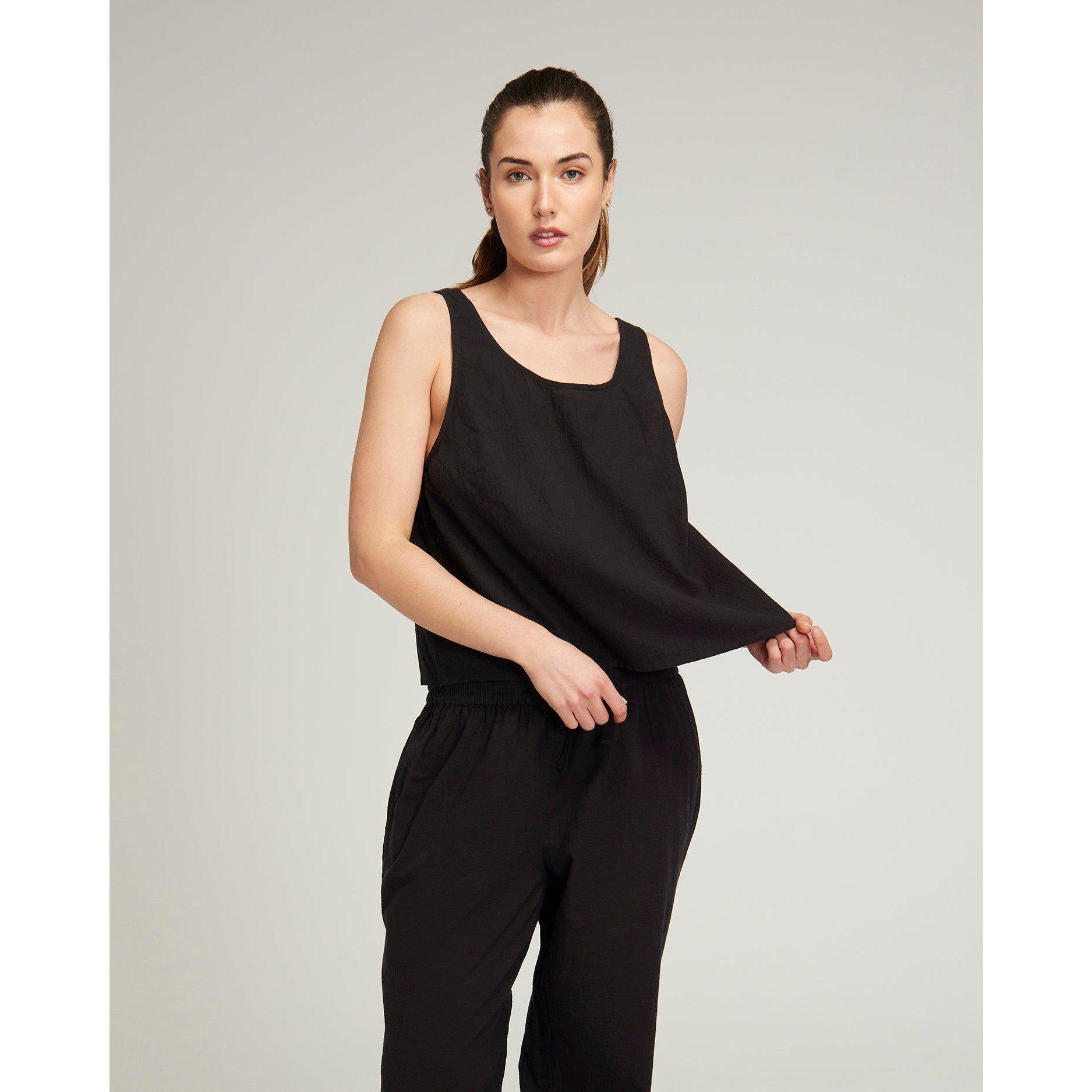 Nudea TANK ORGANIC COTTON GAUZE - Black - XXL
