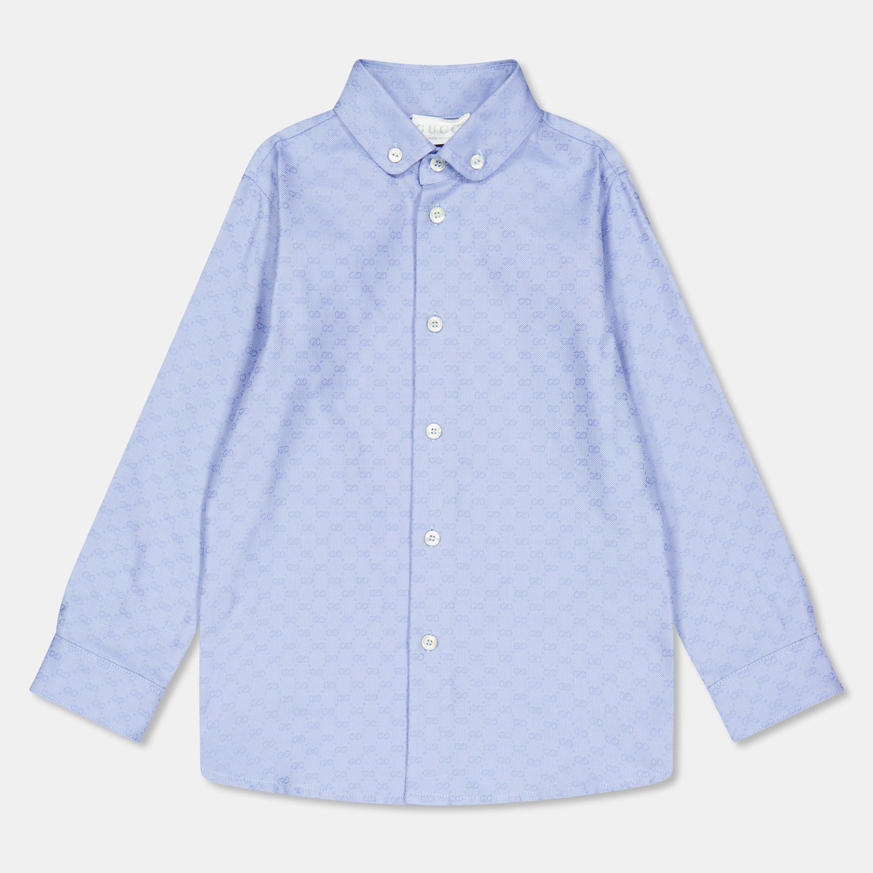 Sky Blue 4910 - Gucci - Kids' Long Sleeve Oxford Shirt - 1