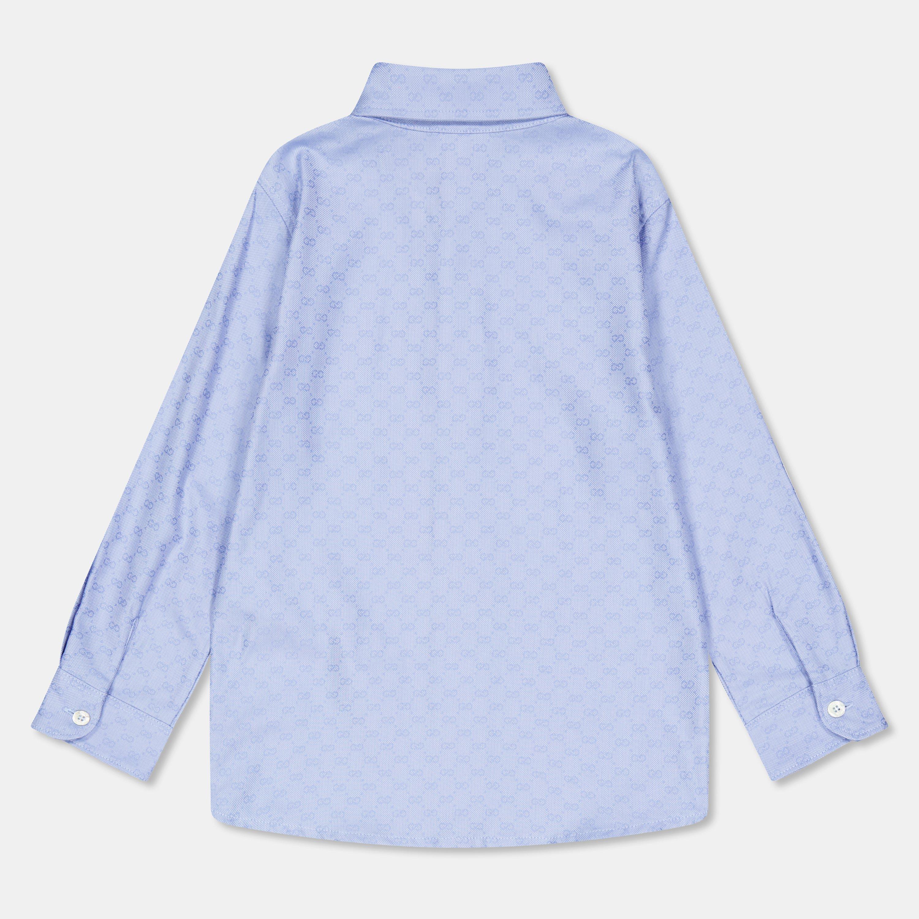 Sky Blue 4910 - Gucci - Kids' Long Sleeve Oxford Shirt - 2