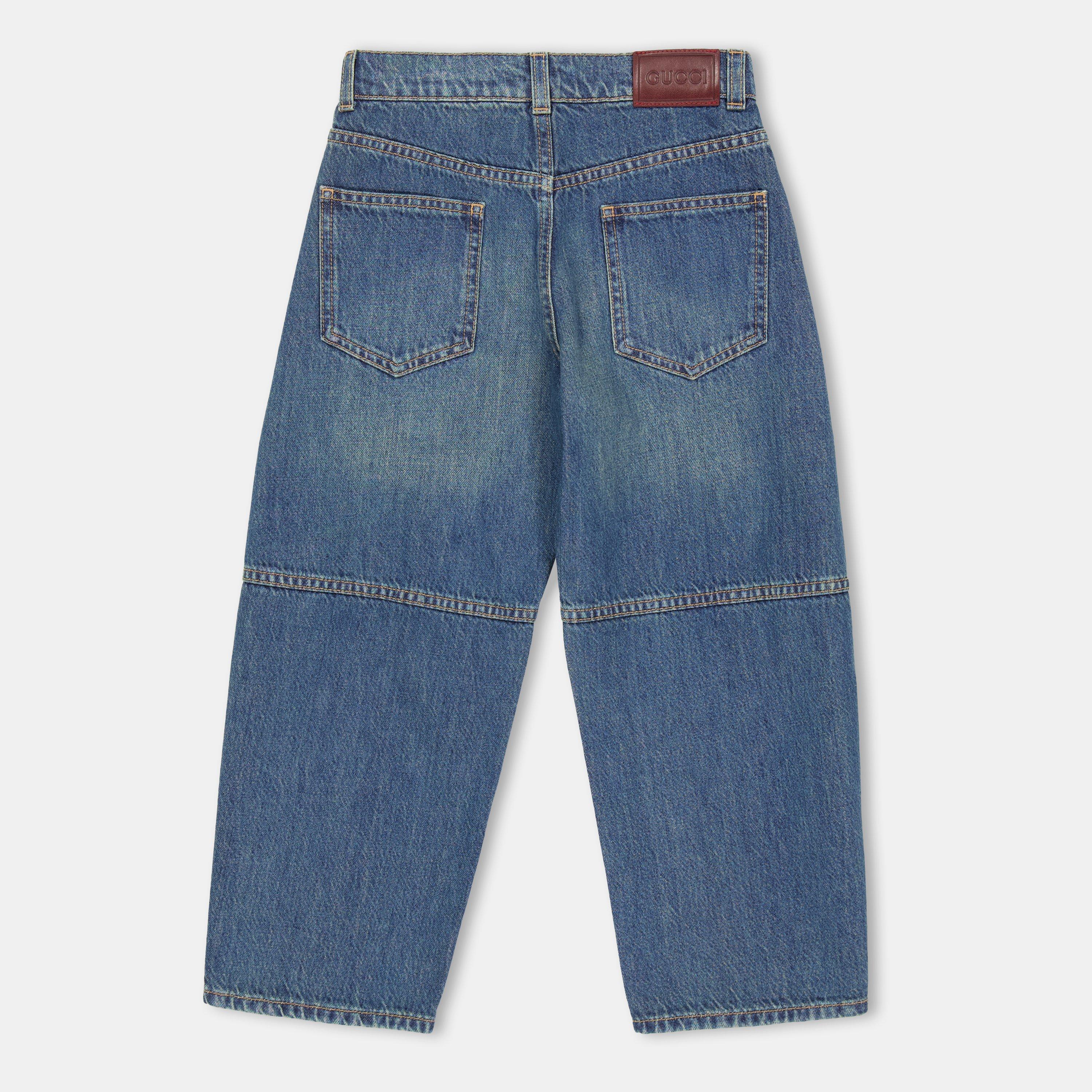 Blue 4100 - Gucci - Kids' Balloon Relaxed Fit Wide Leg Jeans - 2