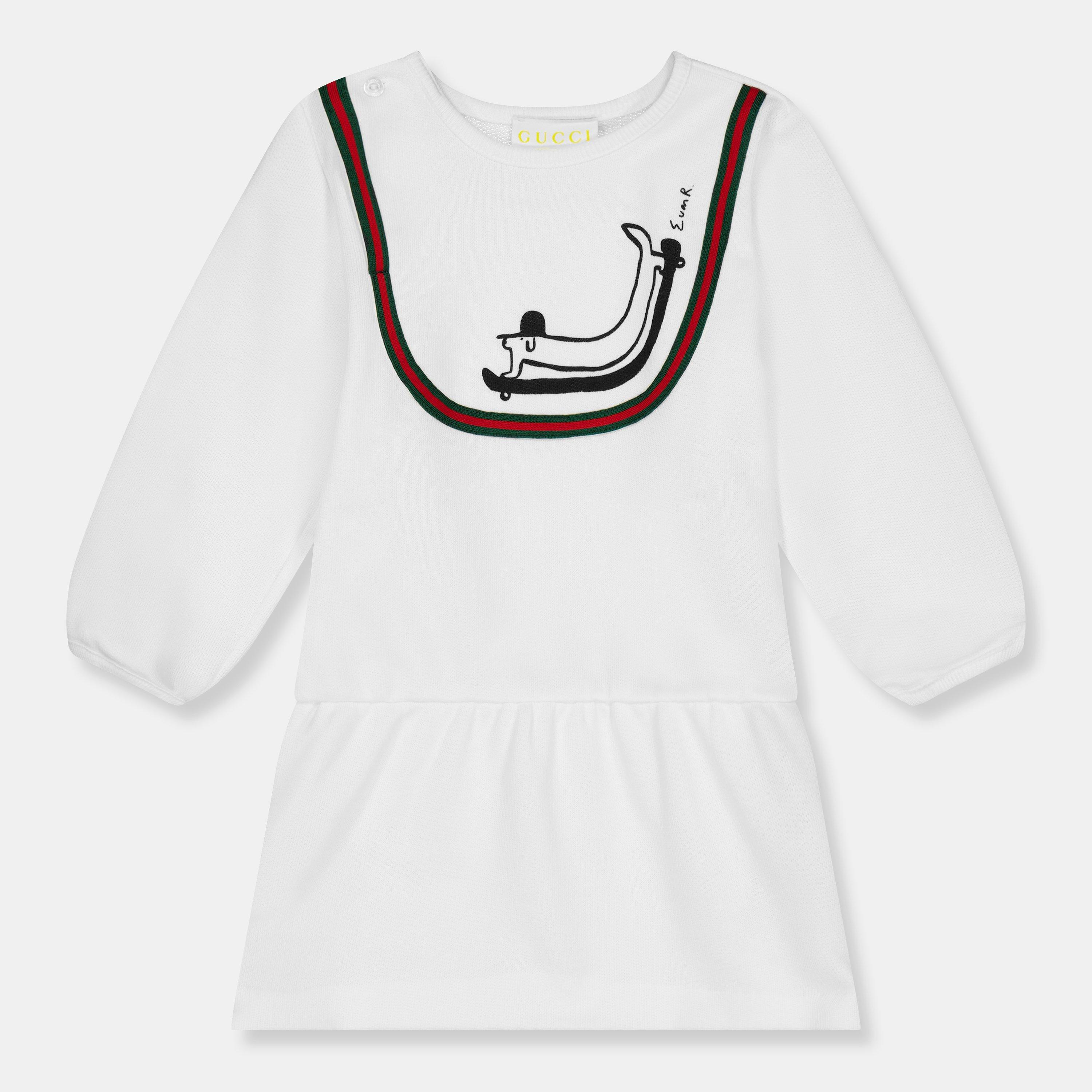 Gucci Kids' Saus Dog T-Shirt Dress - White 9214 - Size 36M