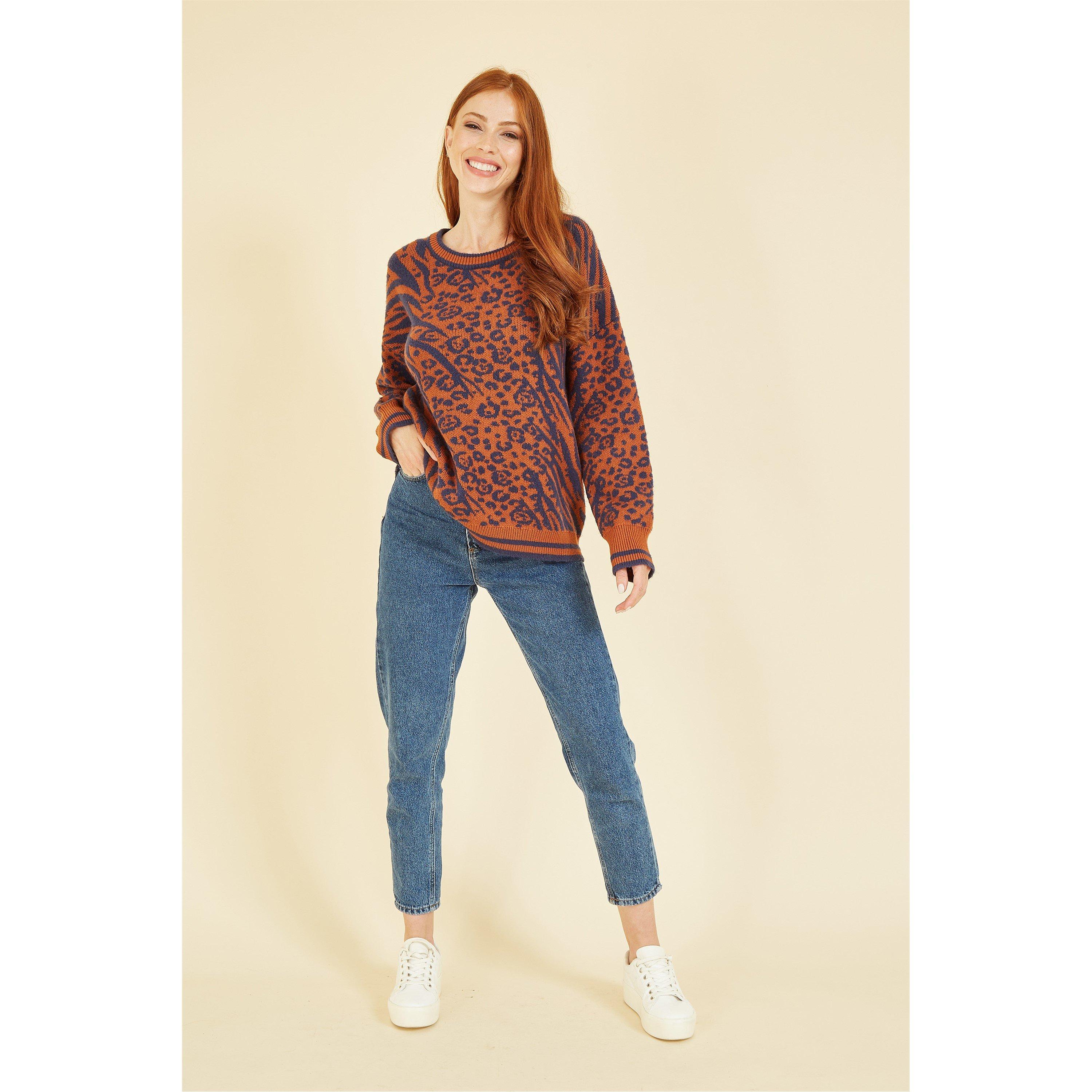 Rust - Yumi - Brown Animal and Zebra Print Jumper - 2