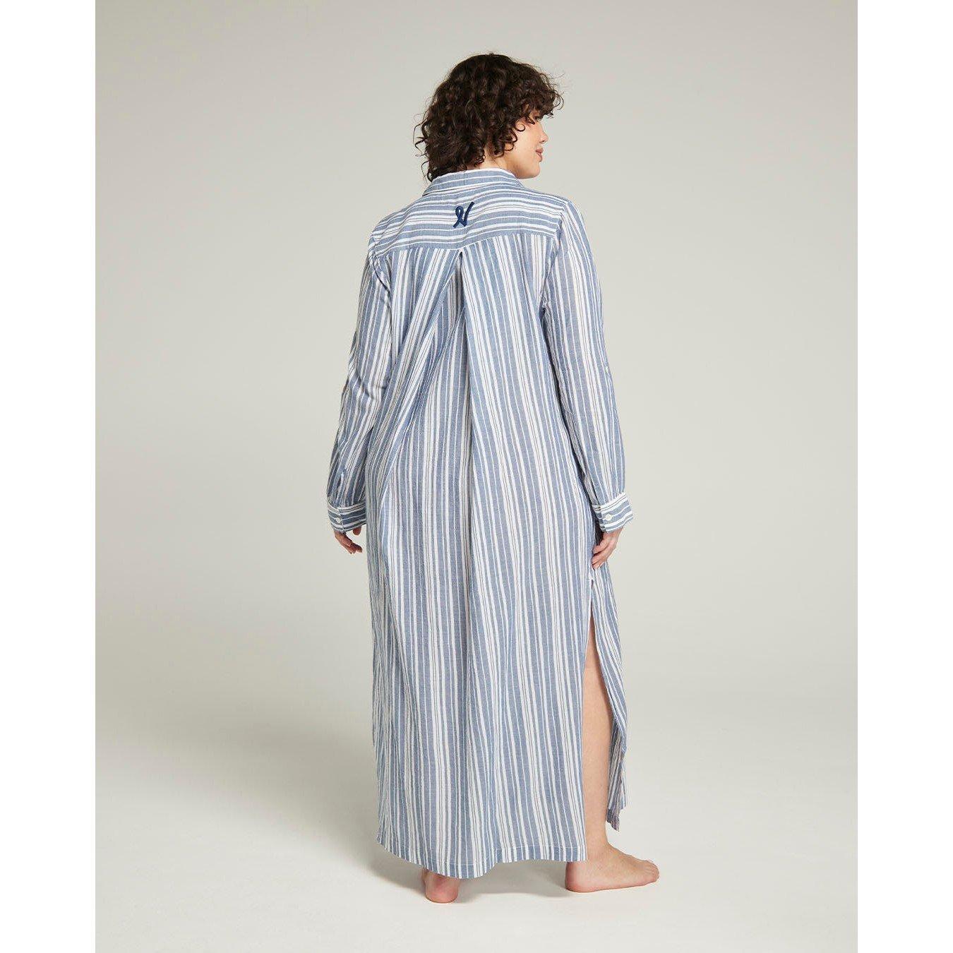 White/Navy - Nudea - MAXI SHIRT ORGANIC COTTON GAUZE - 3