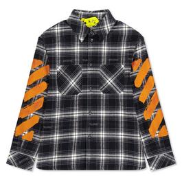 Off White Diagonal Check Flannel Shirt Juniors