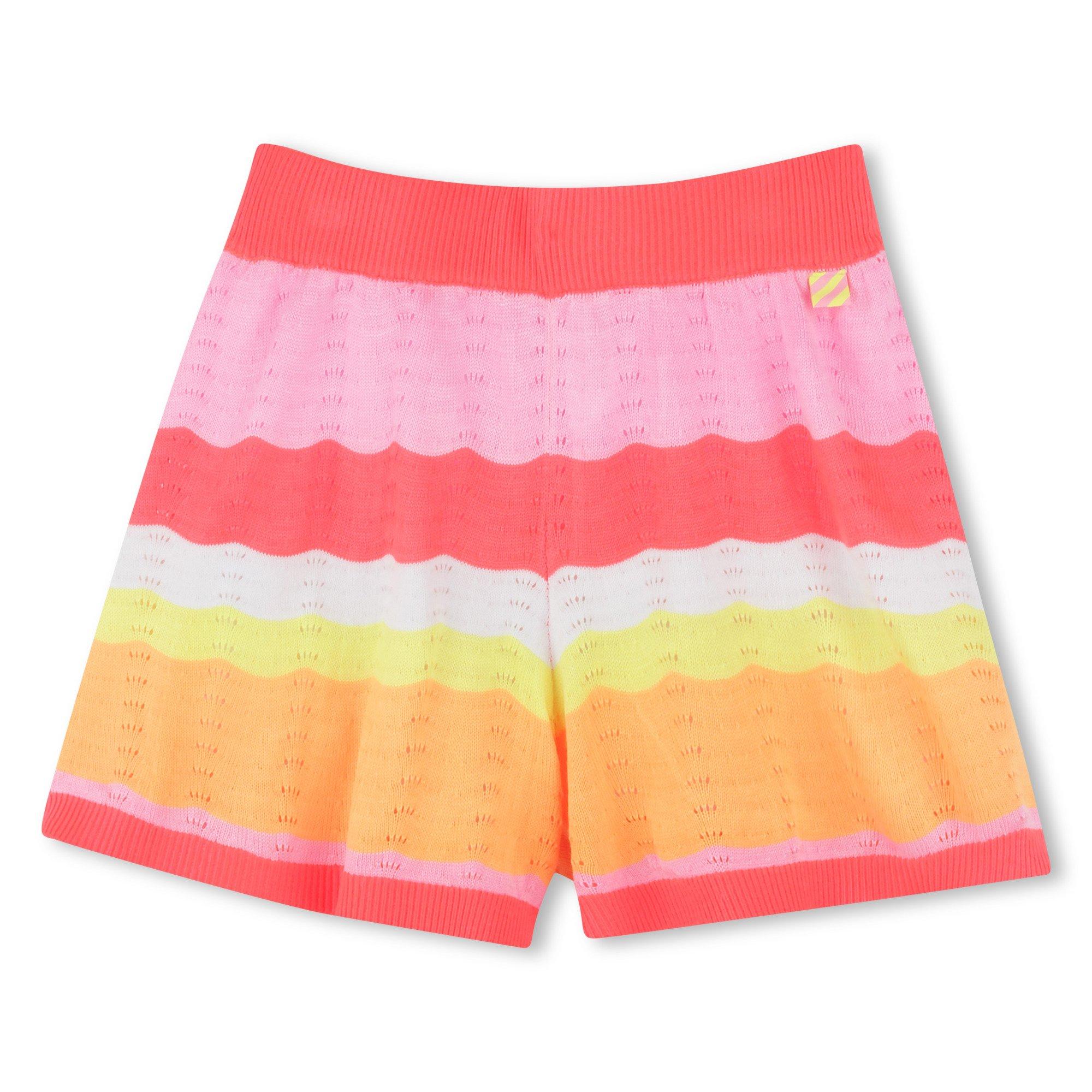 Coral Strpe 41D - Billieblush - Kids' Striped Crochet Knitted Shorts - 1