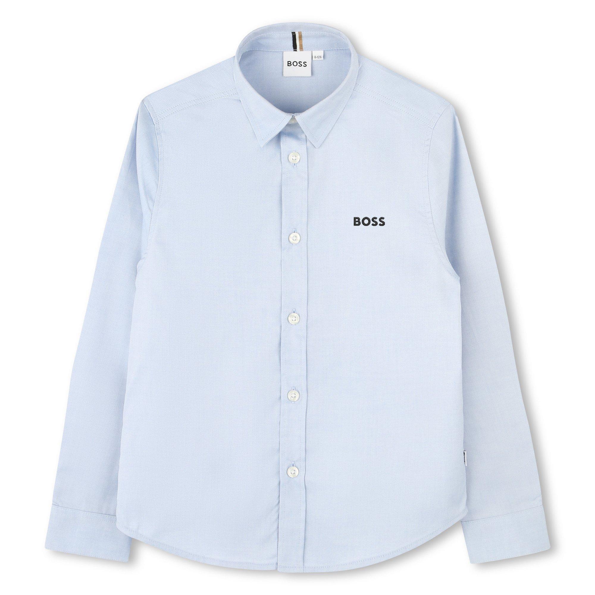 Pale Blue - Boss - Kids' Long Sleeve Plain Shirt - 1