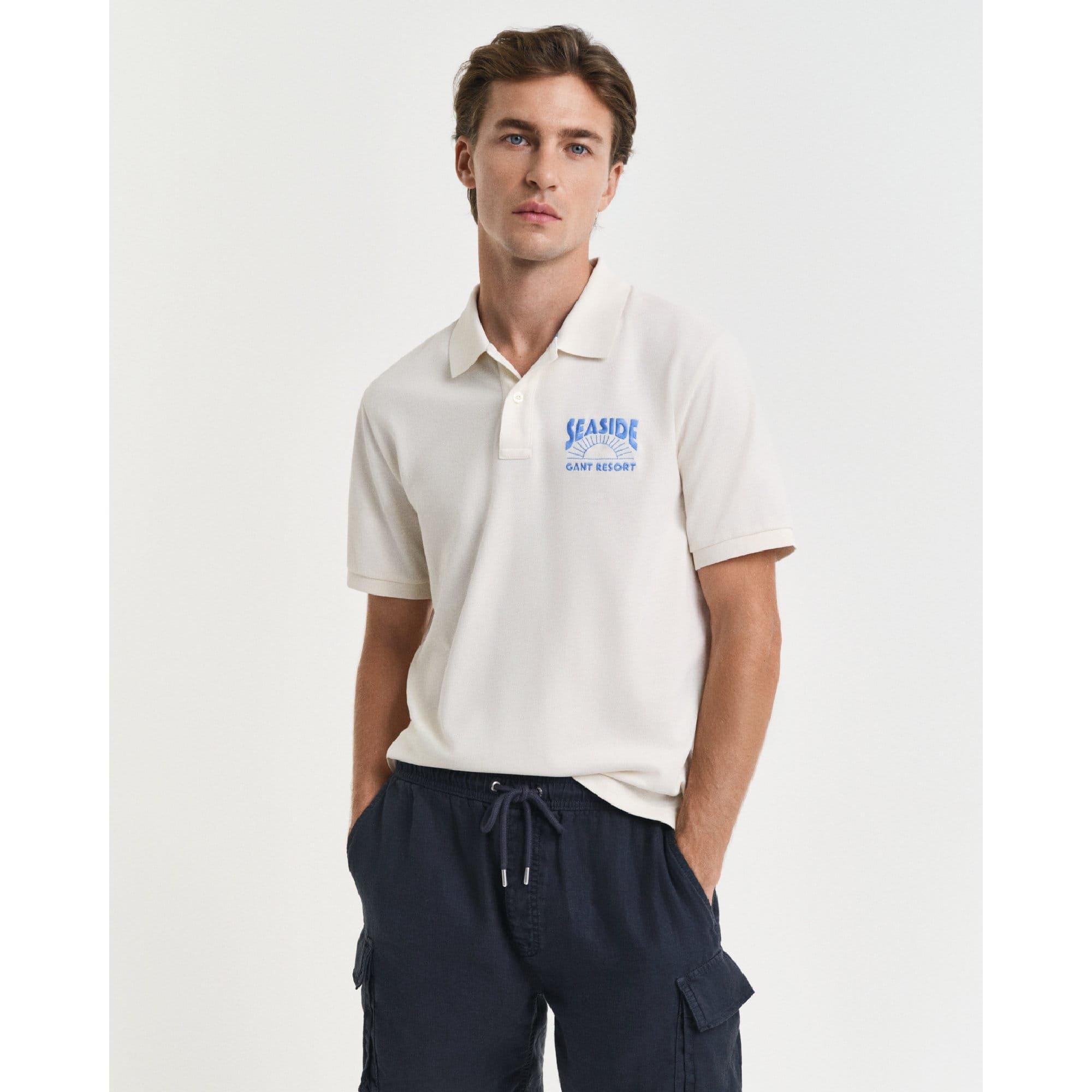 Cream - Gant - Graphic Short Sleeved Polo Shirt - 1