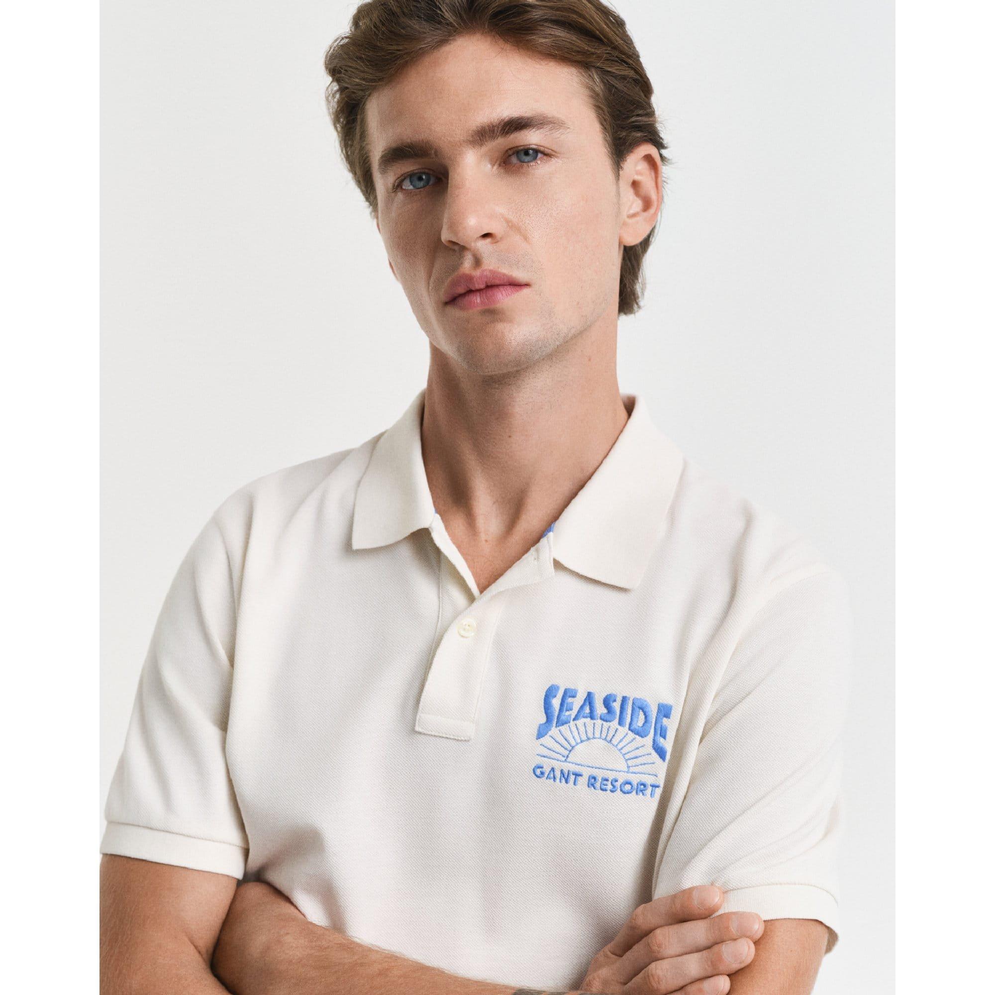 Cream - Gant - Graphic Short Sleeved Polo Shirt - 3