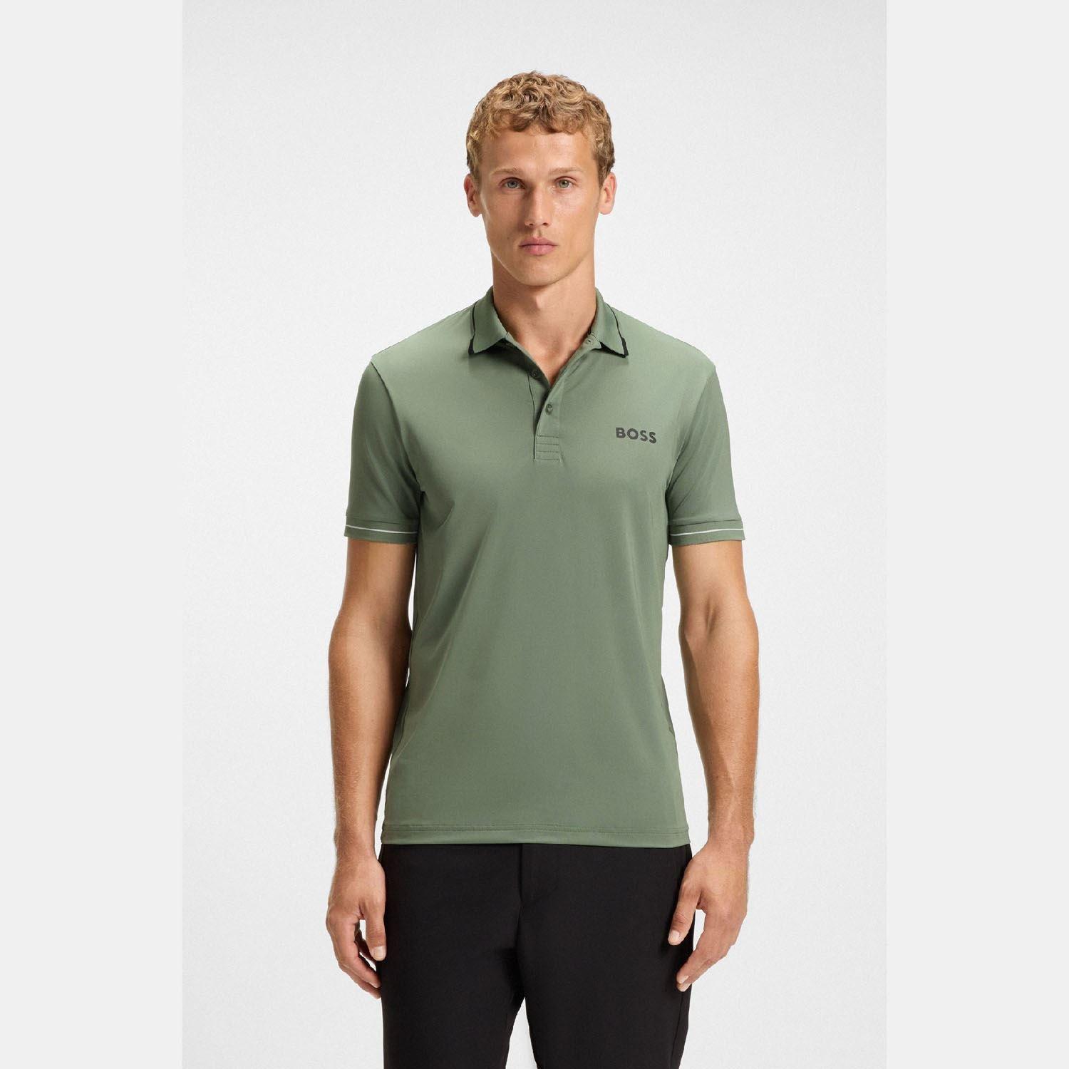 Green - Boss - Paul Pro Contrast Logo Slim-Fit Polo Shirt - 2
