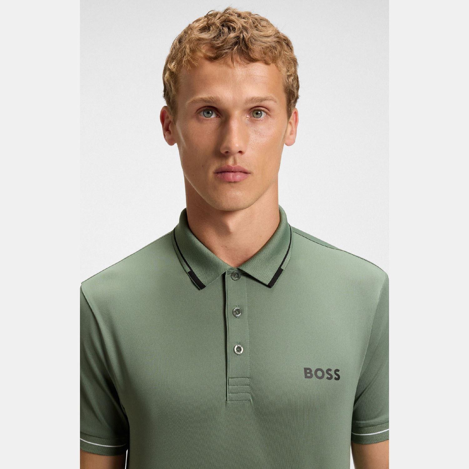 Green - Boss - Paul Pro Contrast Logo Slim-Fit Polo Shirt - 3