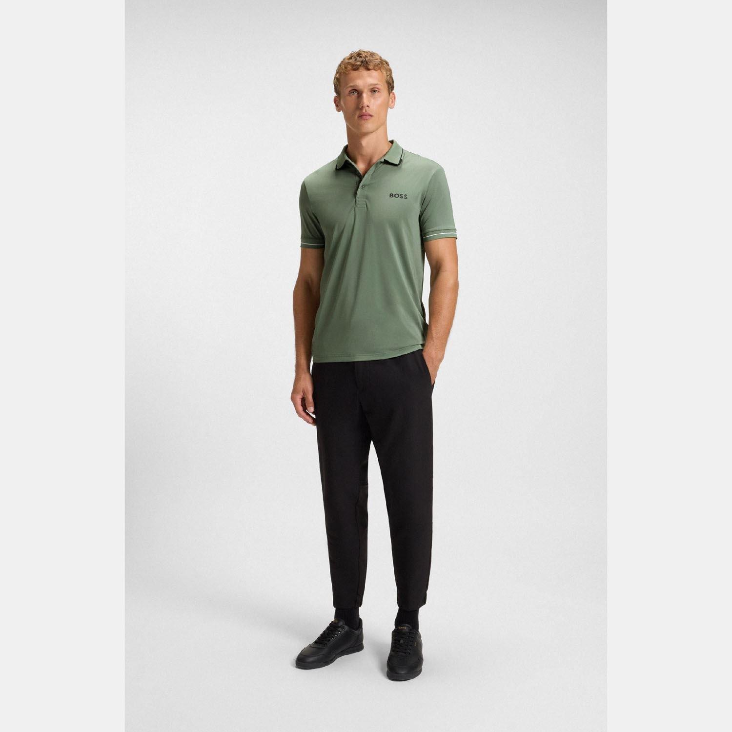 Green - Boss - Paul Pro Contrast Logo Slim-Fit Polo Shirt - 4