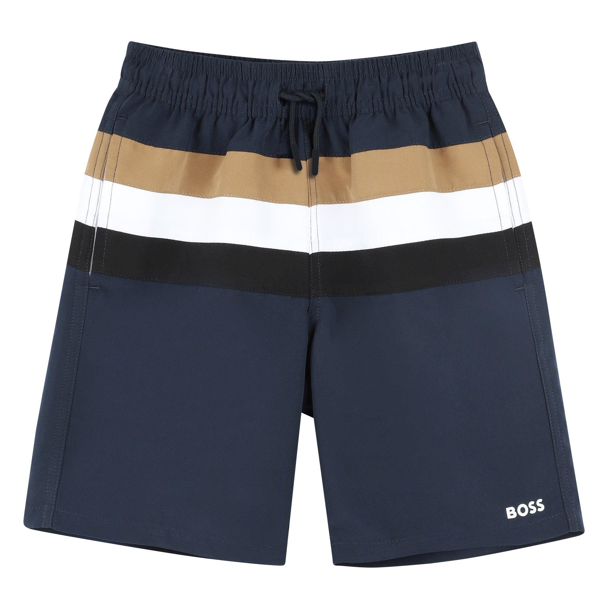 Boss Boys Kids' Stripe Quick-Dry Swim Shorts - Navy 849 - 14 Yrs