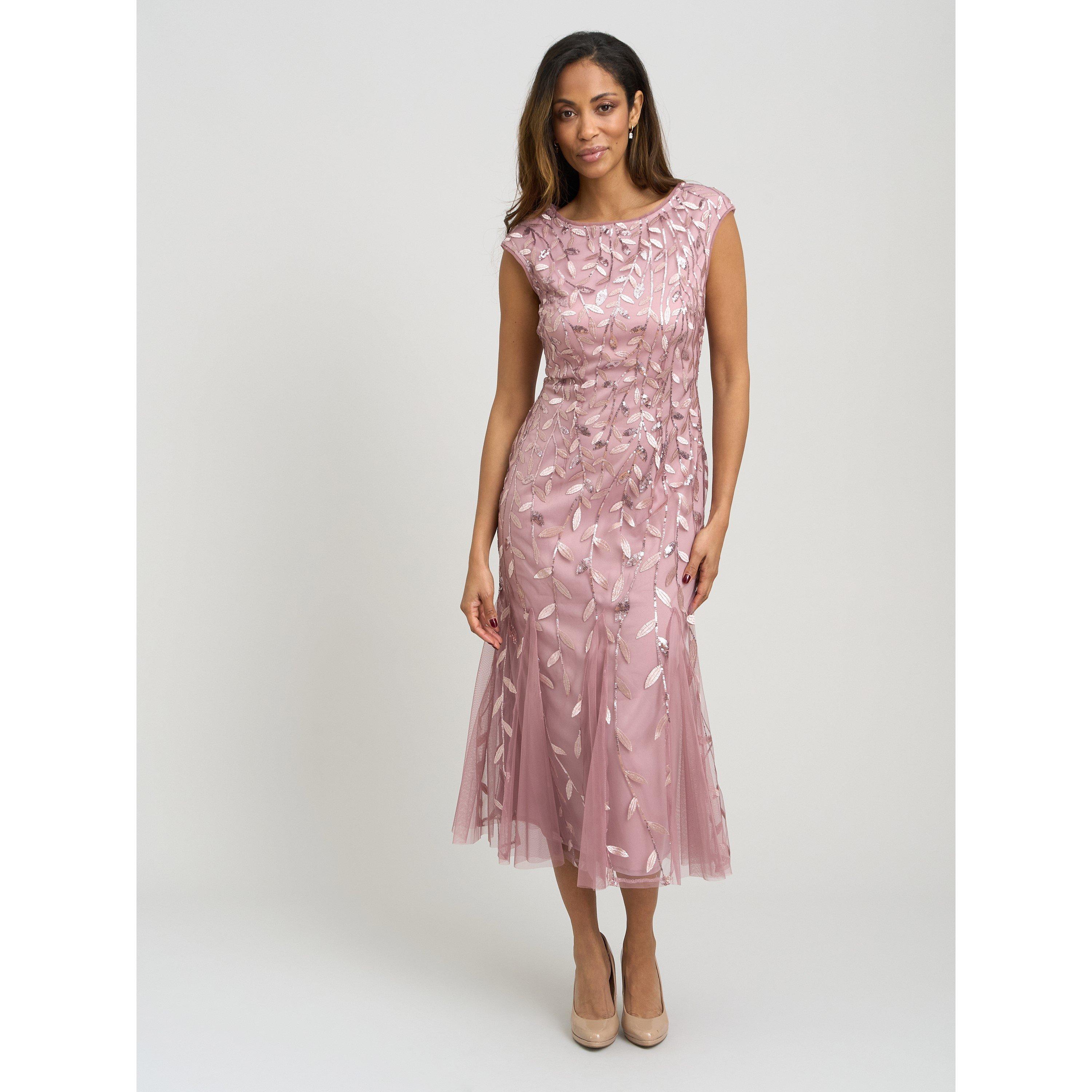 Gina Bacconi Women's Lolly Midi Emroidered Dress - Pink - 12