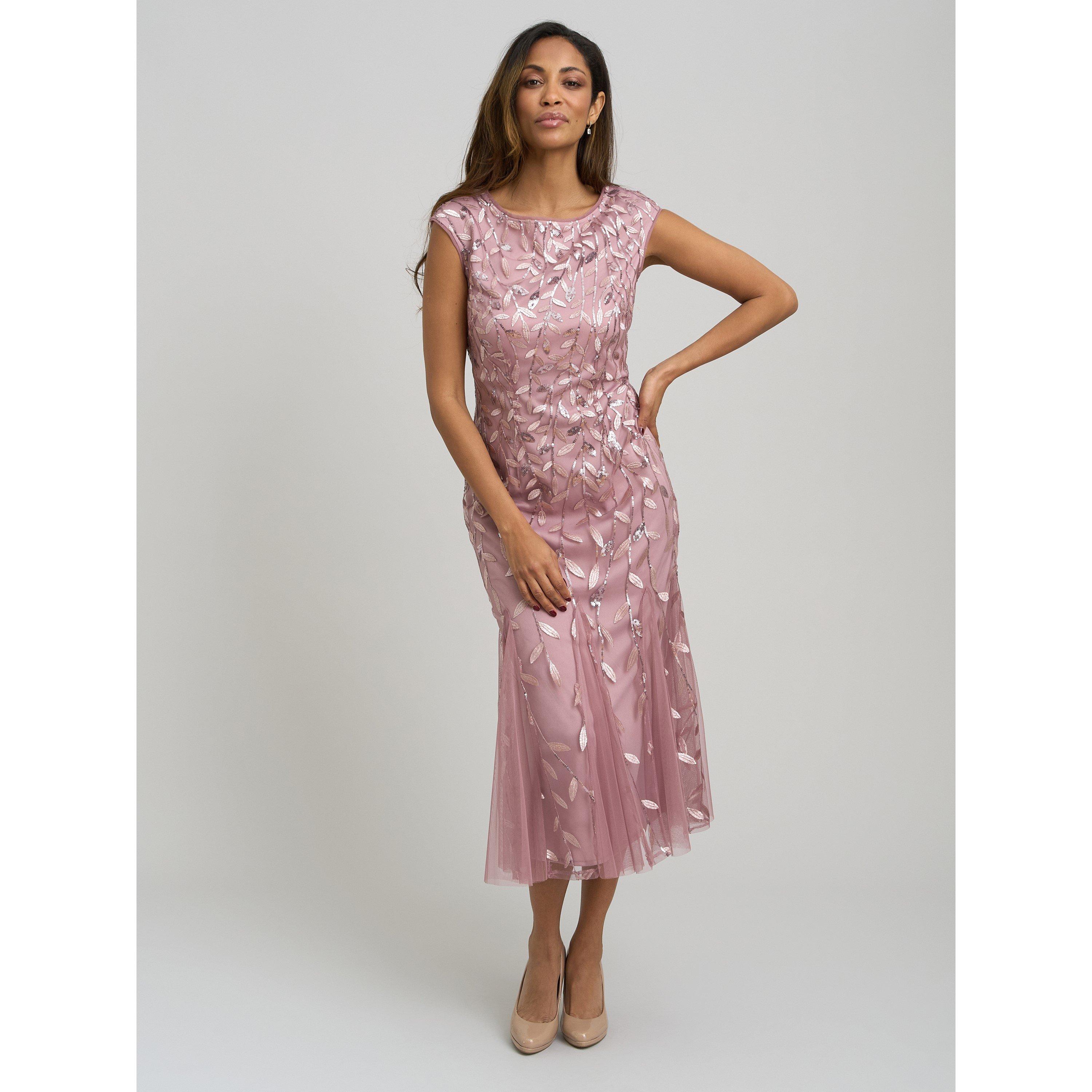 Pink - Gina Bacconi - Lolly Midi Emroidered Dress - 4