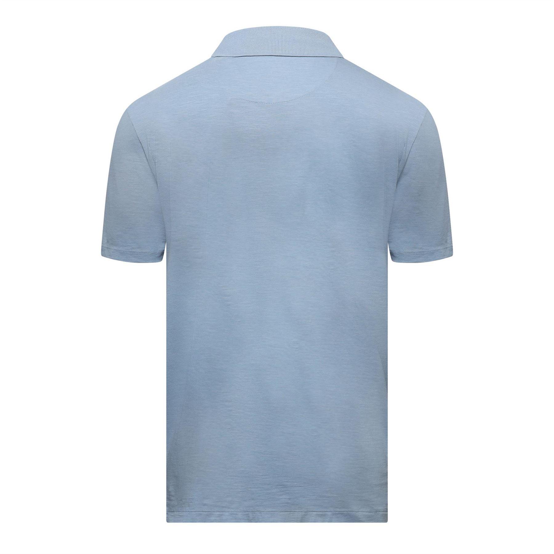 Blue - Hugo - Dekok233 Zip-Neck Polo Shirt in Slub Jersey - 2