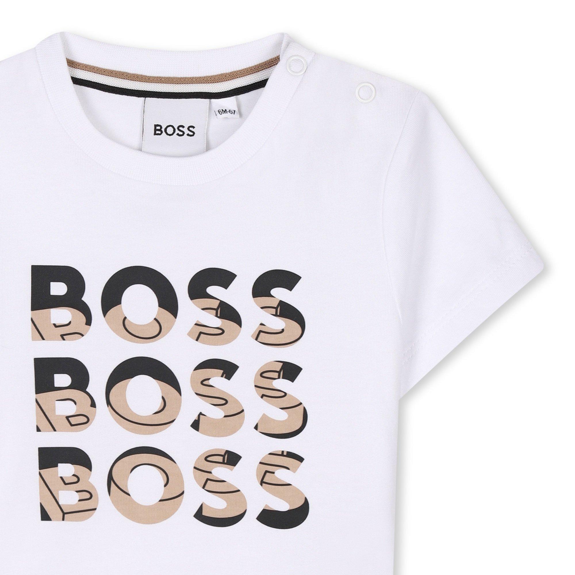 White 10P - Boss - Kids Multi Logo T-Shirt, Multi Logo Design - 3