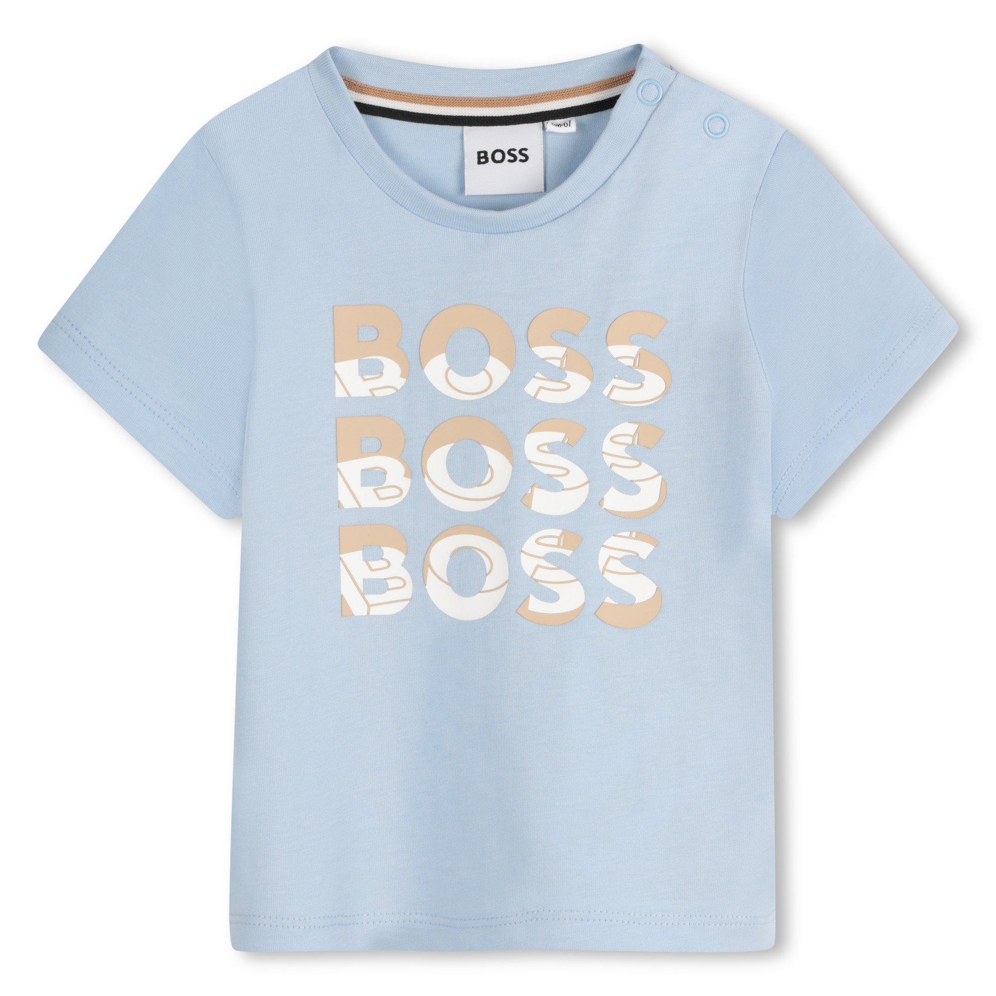 Prsn Blue 887 - Boss - Kids' Multi Logo Soft Fabric T-Shirt - 1