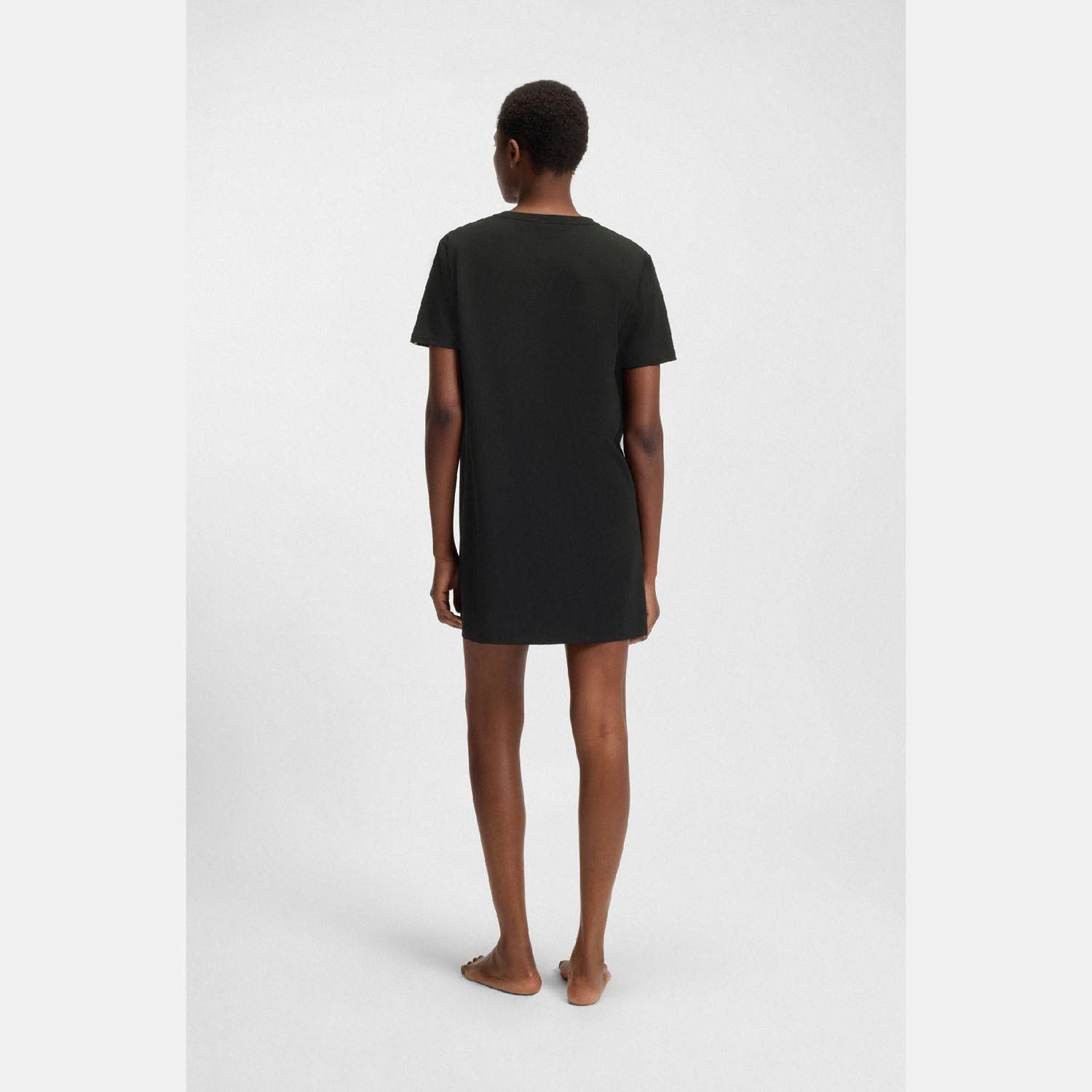 Black - Boss - Stretch Cotton Nightdress with Logo Details - 5