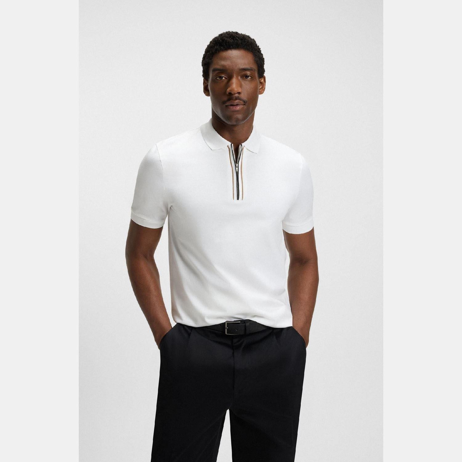 White - Boss - H-Paras 65 Zip-Placket Polo Shirt - 2