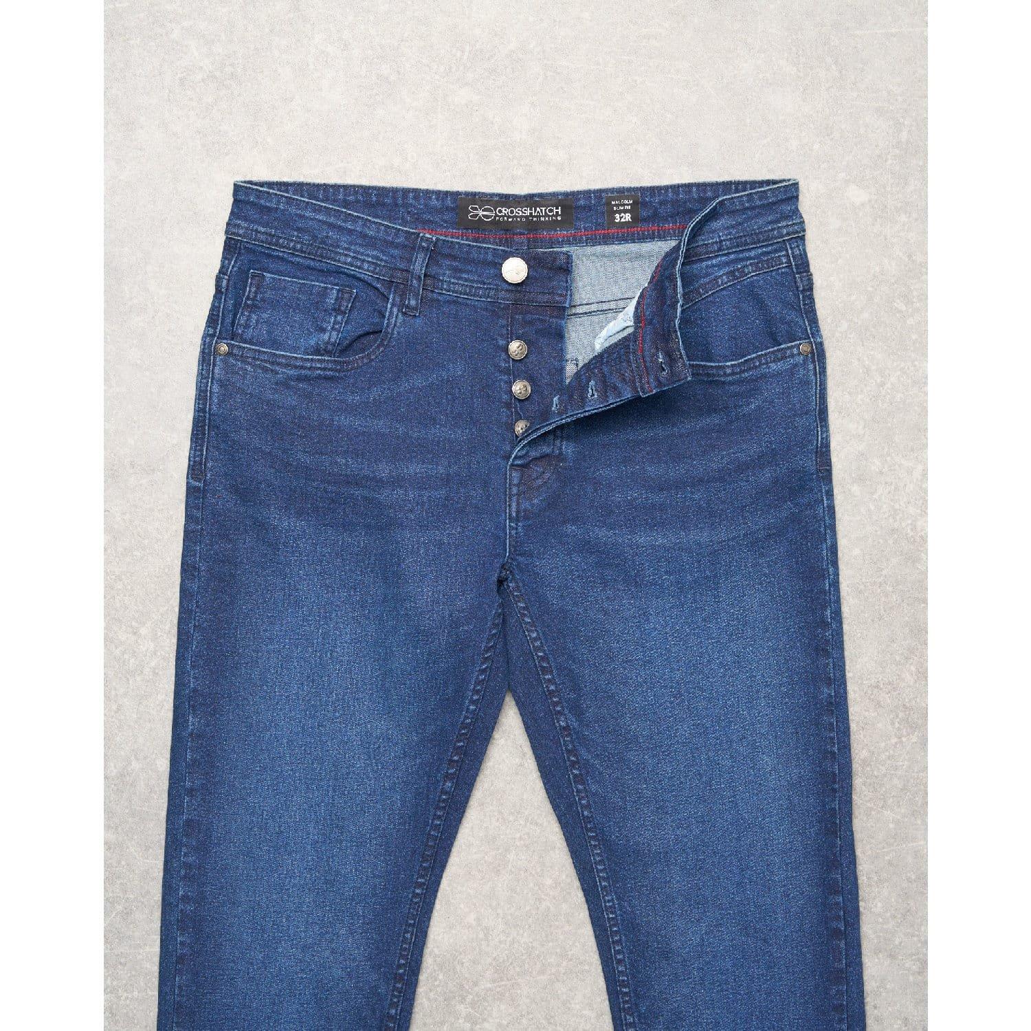 Blue - Crosshatch - Malcom Slim-Fit Jeans - 7