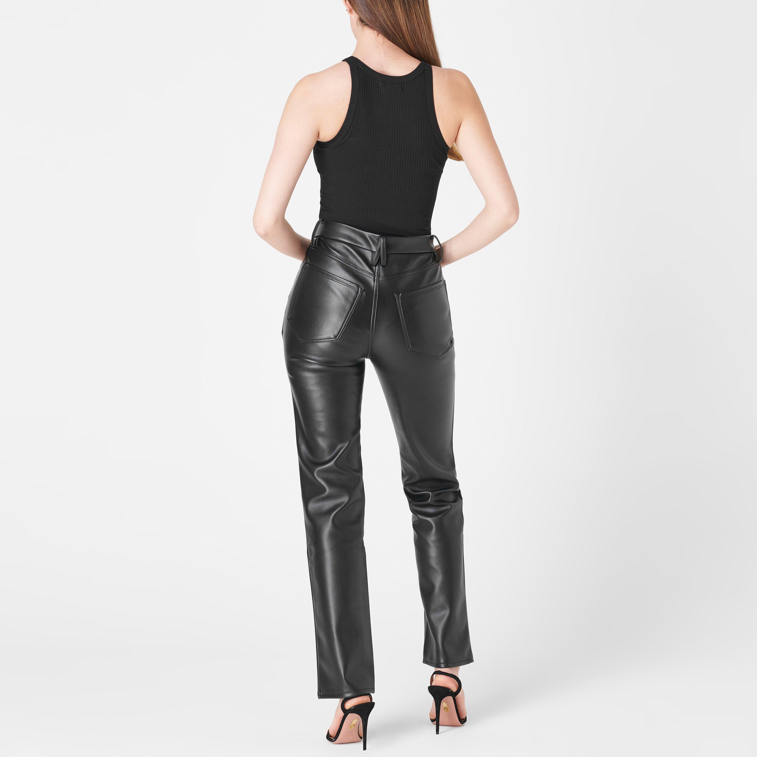 Black001 - Good American - Better Than Leather Good 90s Trousers - 4