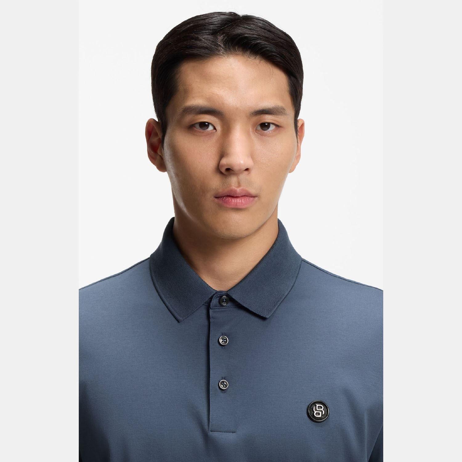Blue - Boss - C-Parris 01 Mercerised Cotton Polo Shirt - 3