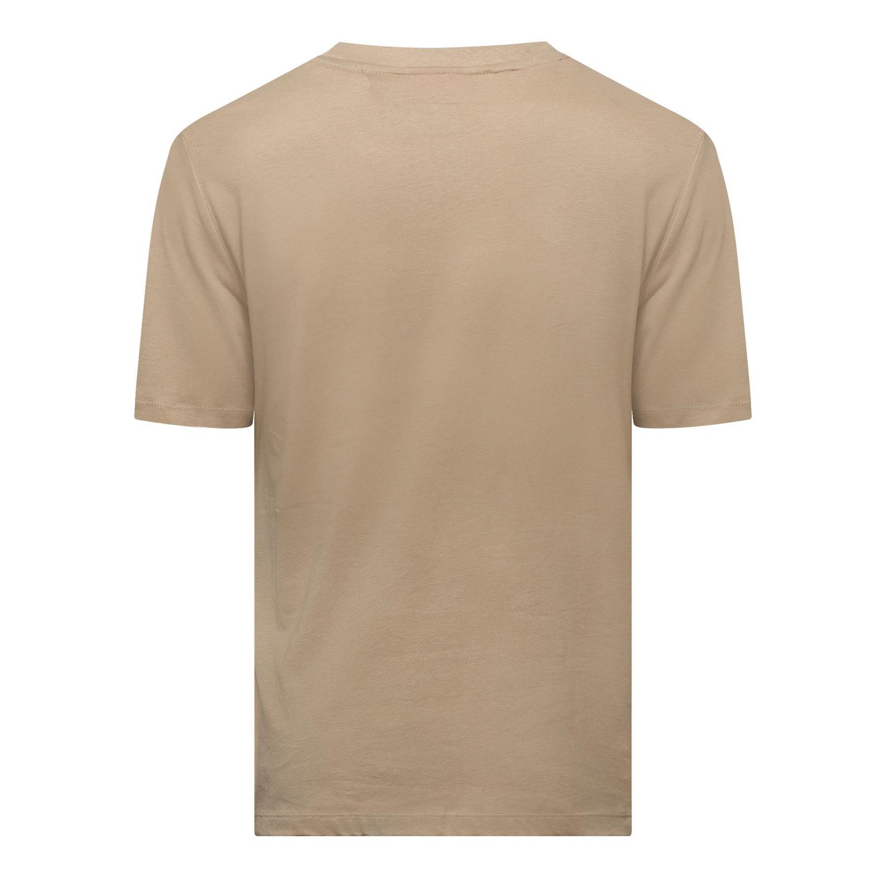 Beige - Hugo - Dero222 Logo Print T-Shirt - 2
