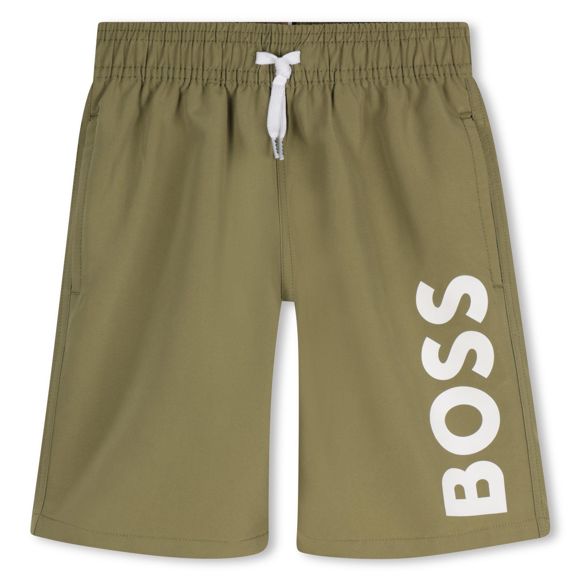 Boss Kids' HUGO Logo Lightweight Swim Shorts - Laurier 673 - Size 6 Yrs