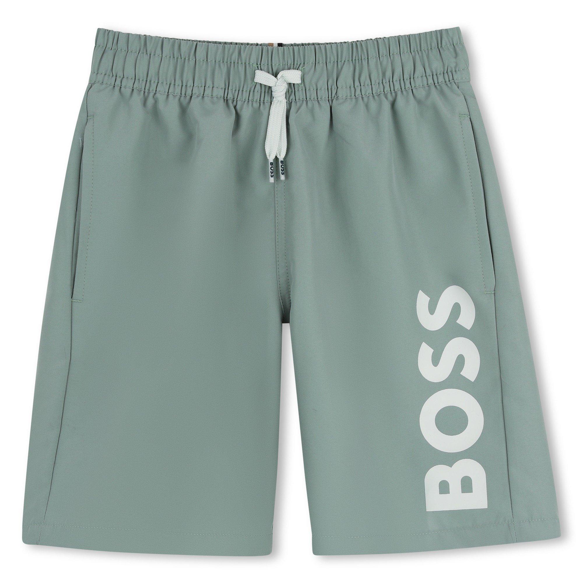 Boss Kids' HUGO Logo Lightweight Swim Shorts - Green Bay - Size 10Y