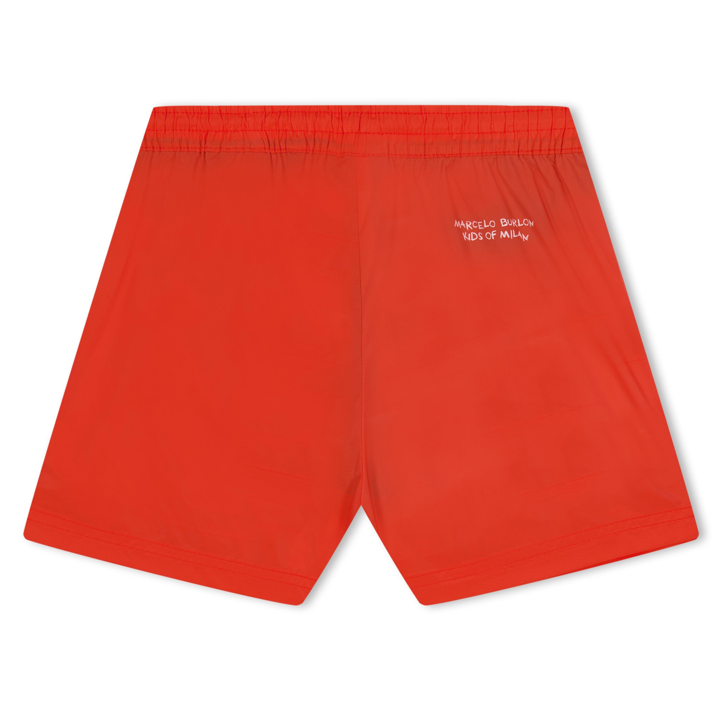 Red/White - Marcelo Burlon - Kids' Logo Beach Swim Shorts - 2