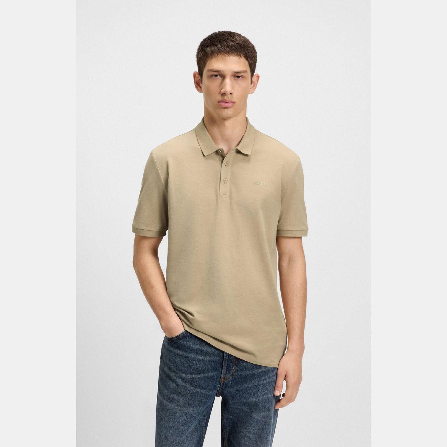 Beige - Hugo - Donos222 Logo Print Polo Shirt - 2