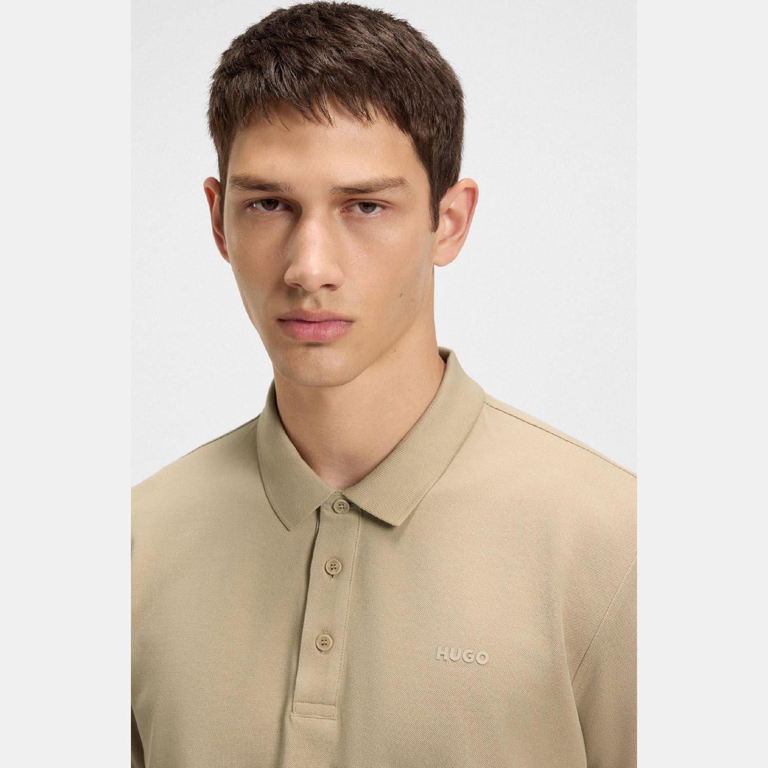 Beige - Hugo - Donos222 Logo Print Polo Shirt - 3