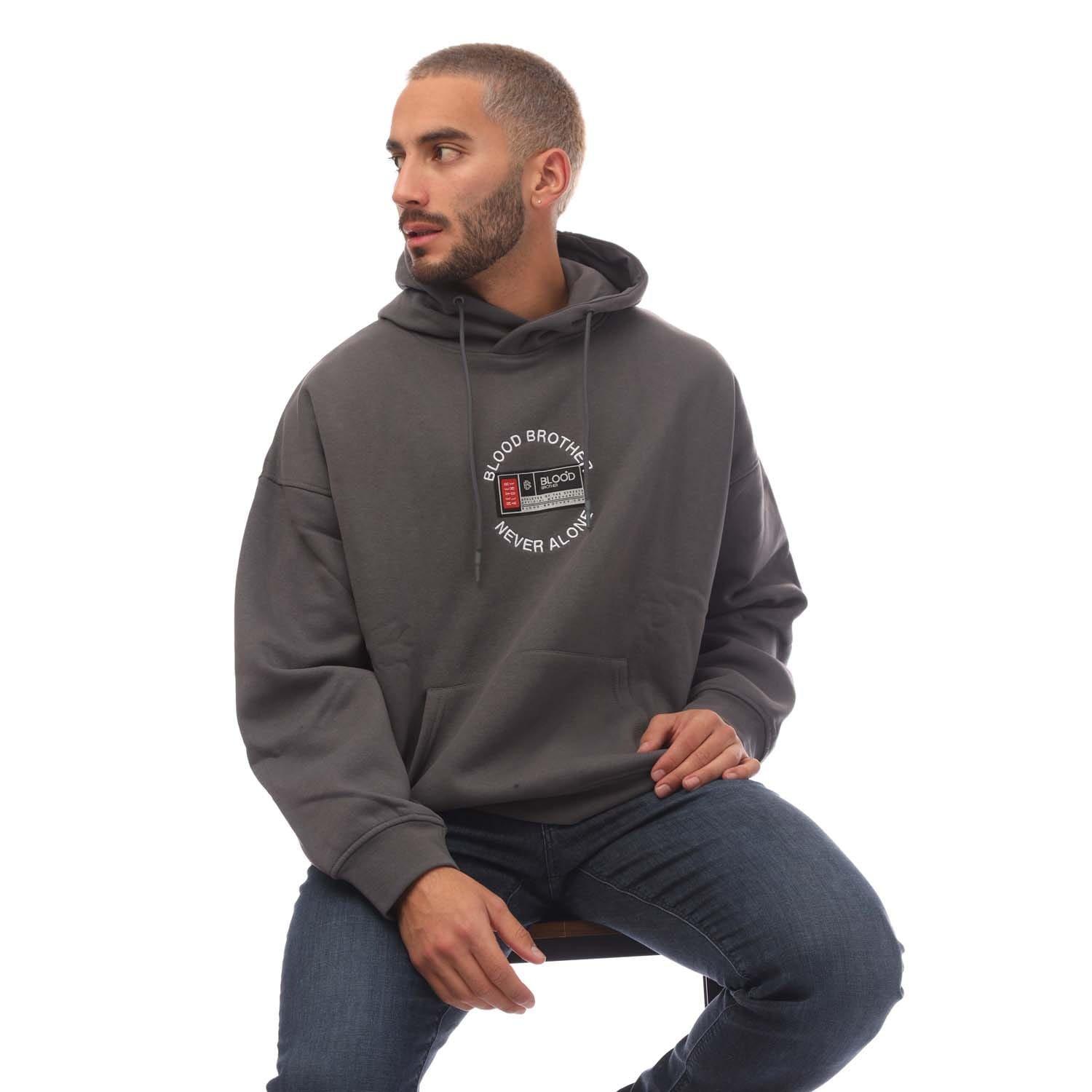 Grey - Blood Brother - Badged Basket Hoodie - 6