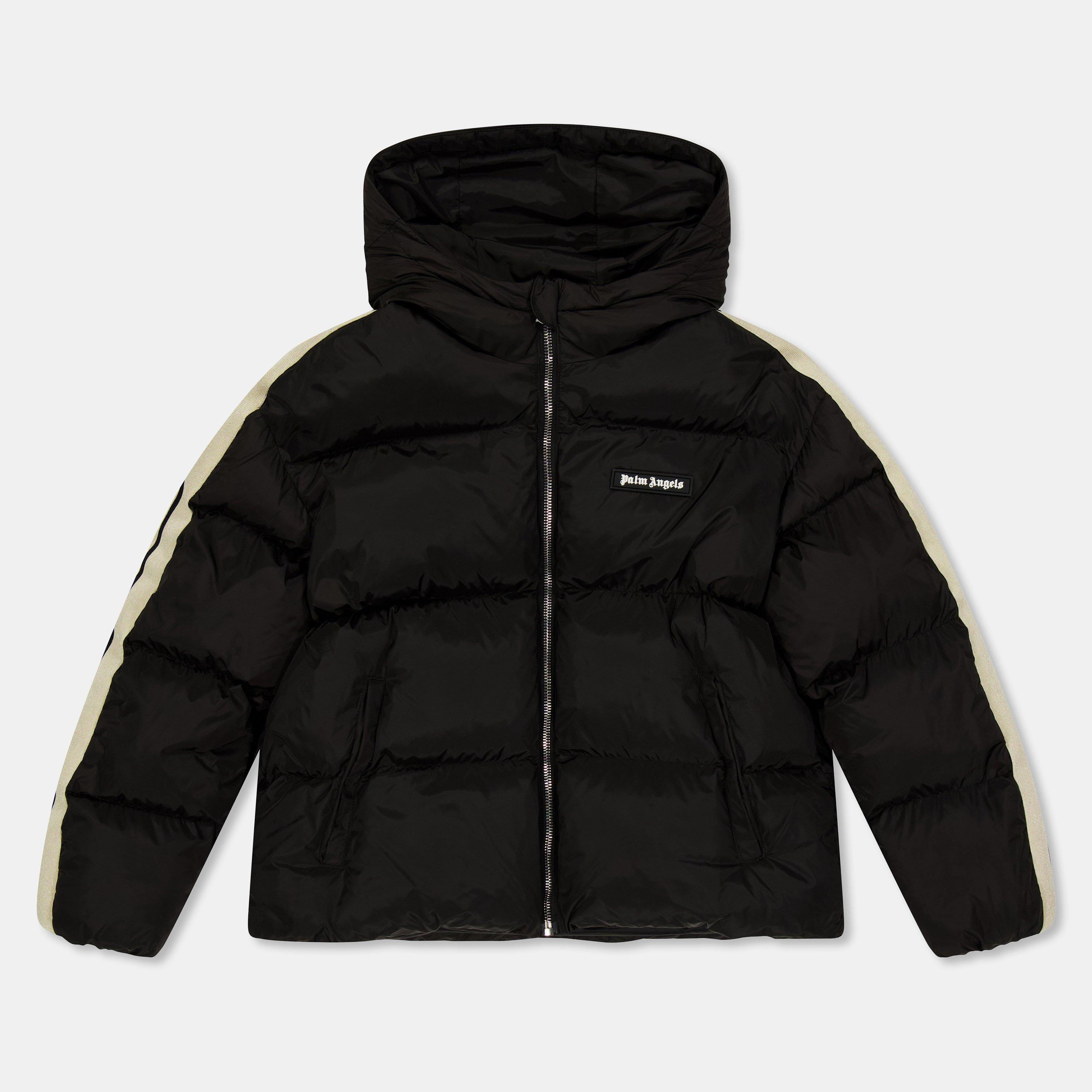 Palm Angels  Kids ' Logo Water Resistant Short Puffer Jacket - Black 1003 - 14Y