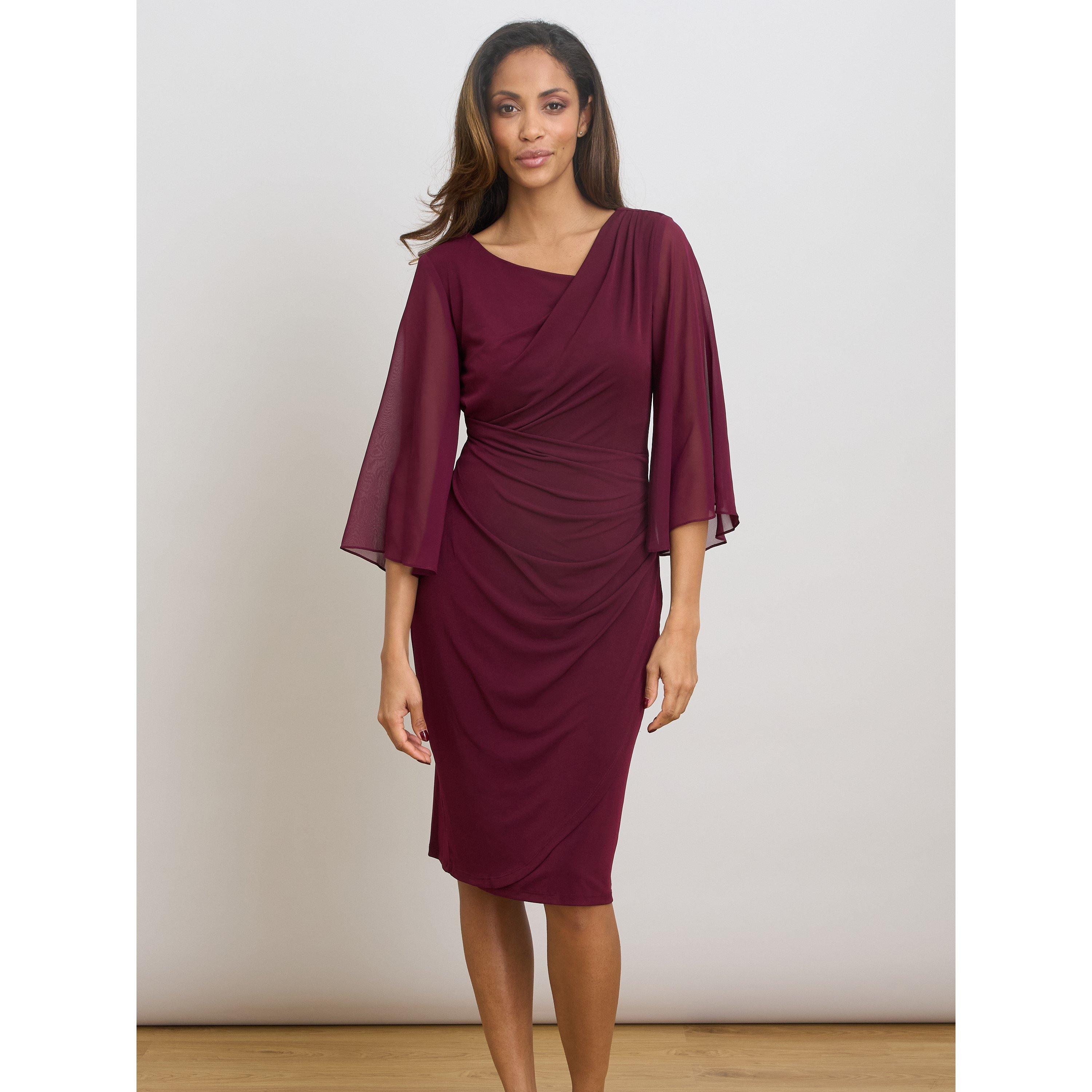 Burgundy - Gina Bacconi - Jo Draped Jersey Dress - 1