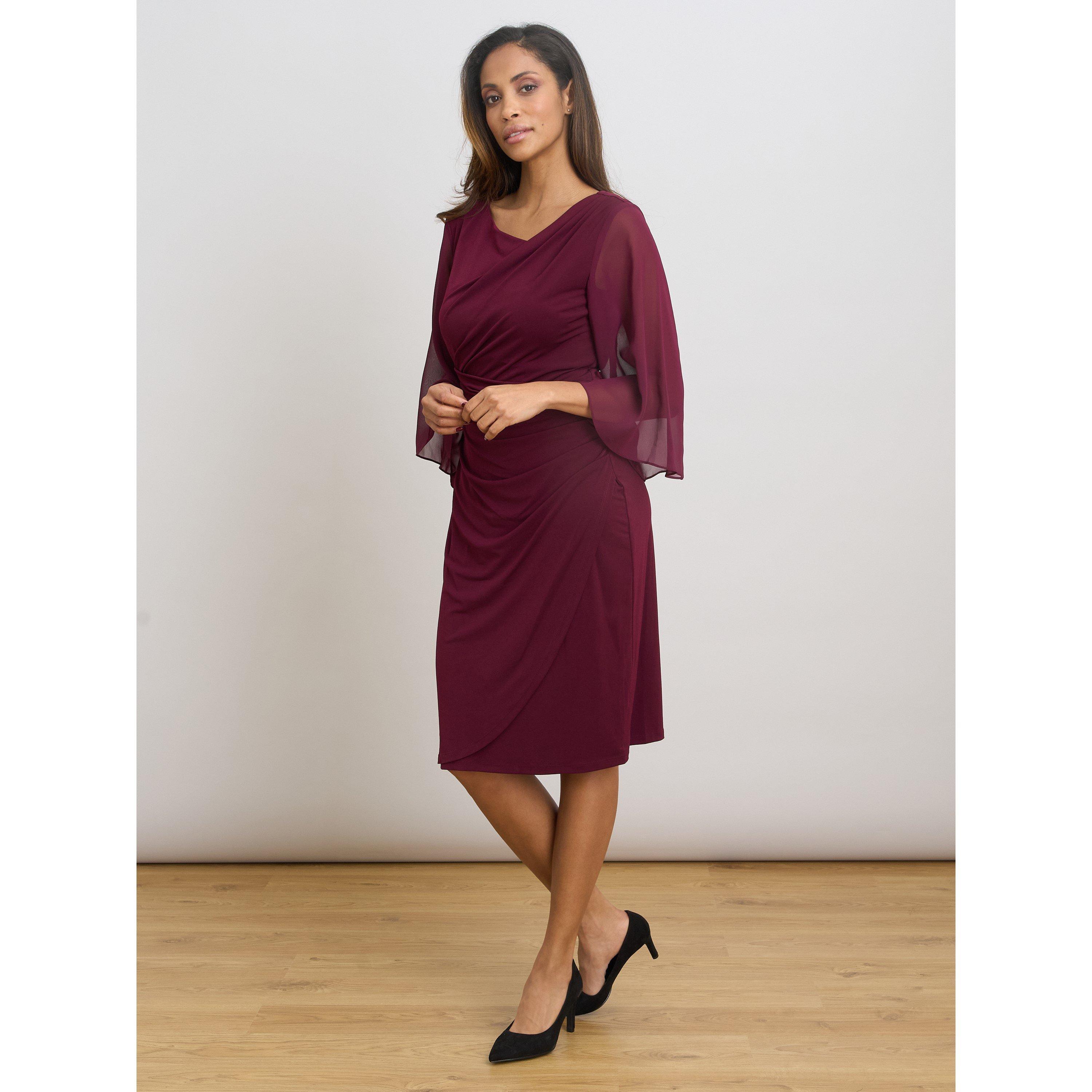 Burgundy - Gina Bacconi - Jo Draped Jersey Dress - 3