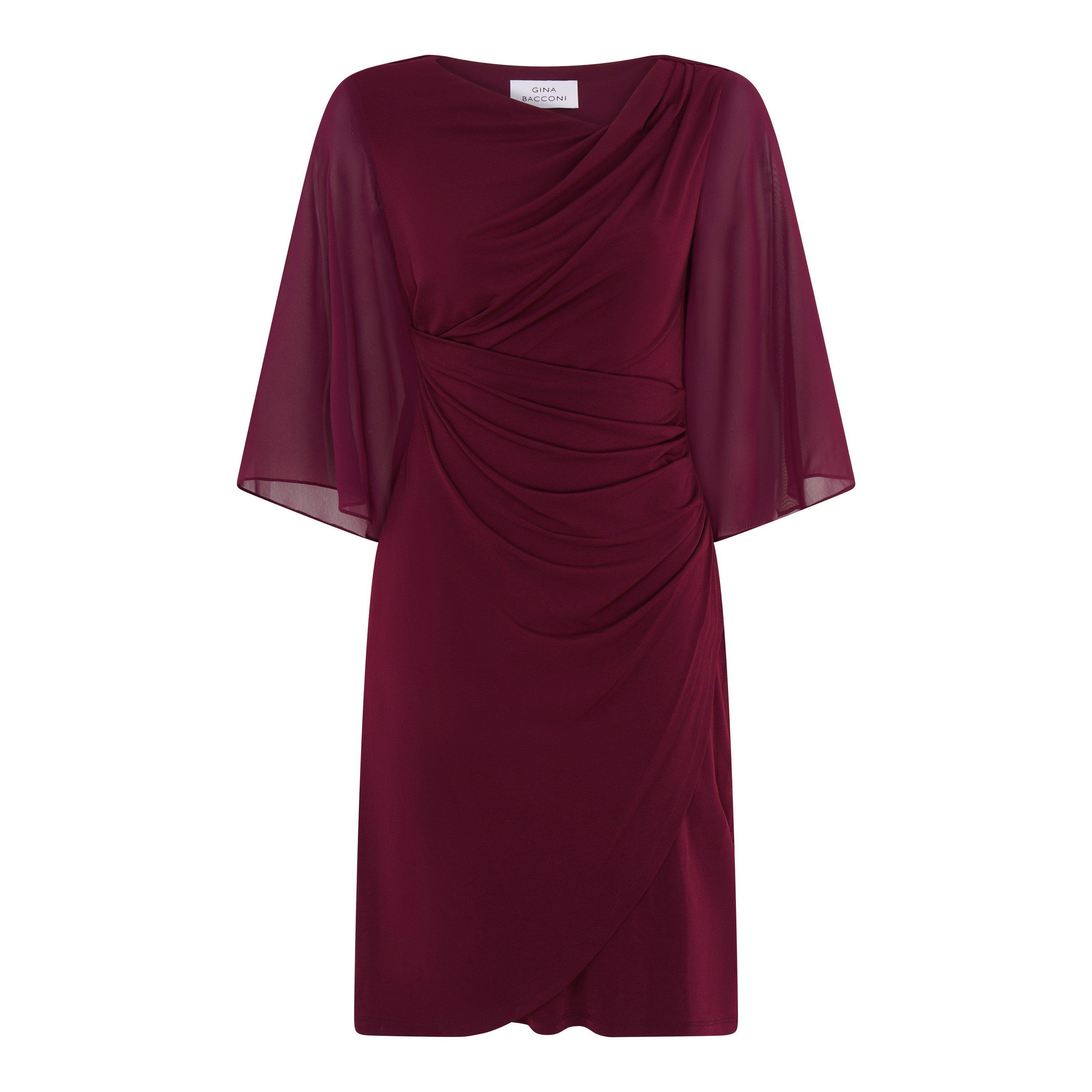 Burgundy - Gina Bacconi - Jo Draped Jersey Dress - 4