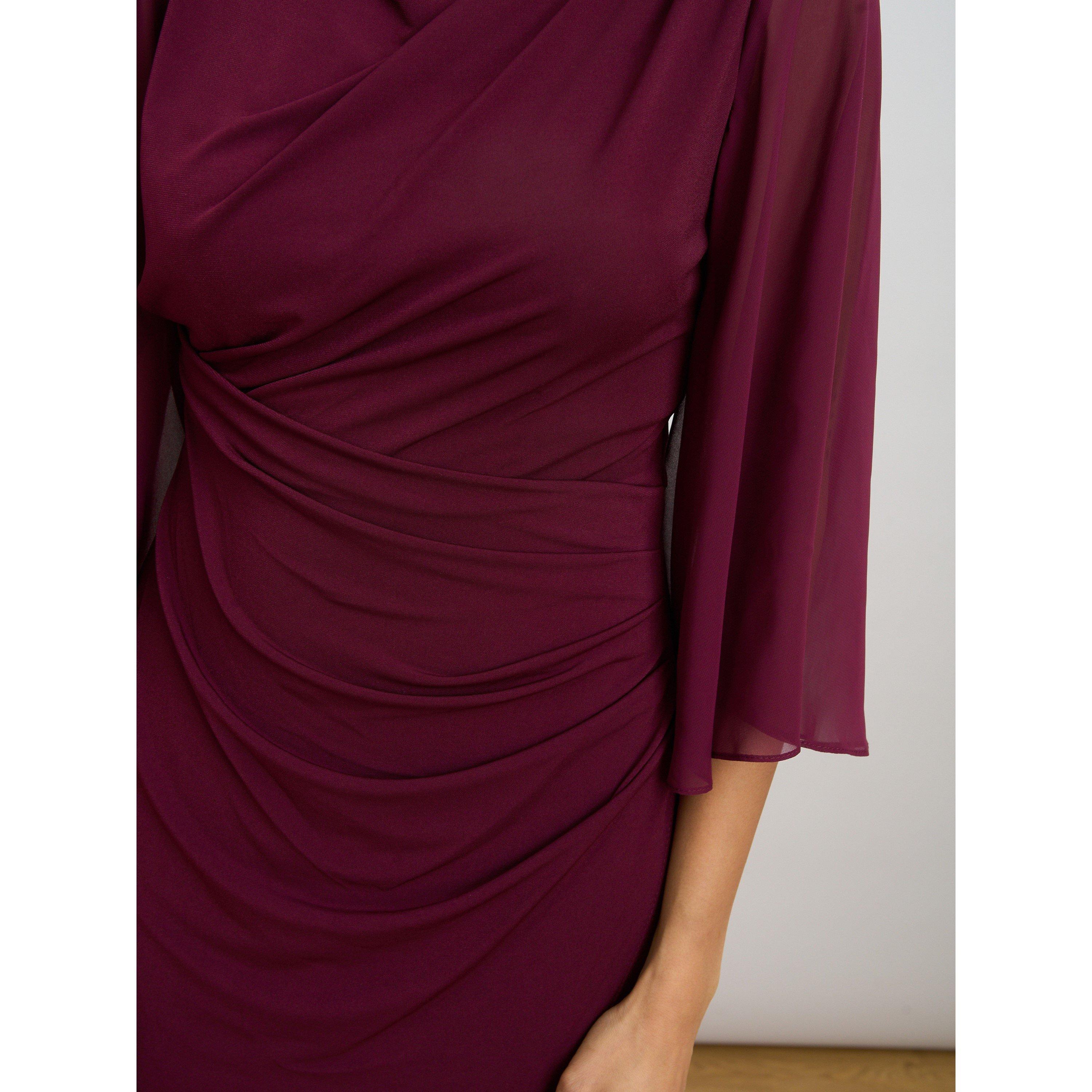 Burgundy - Gina Bacconi - Jo Draped Jersey Dress - 5