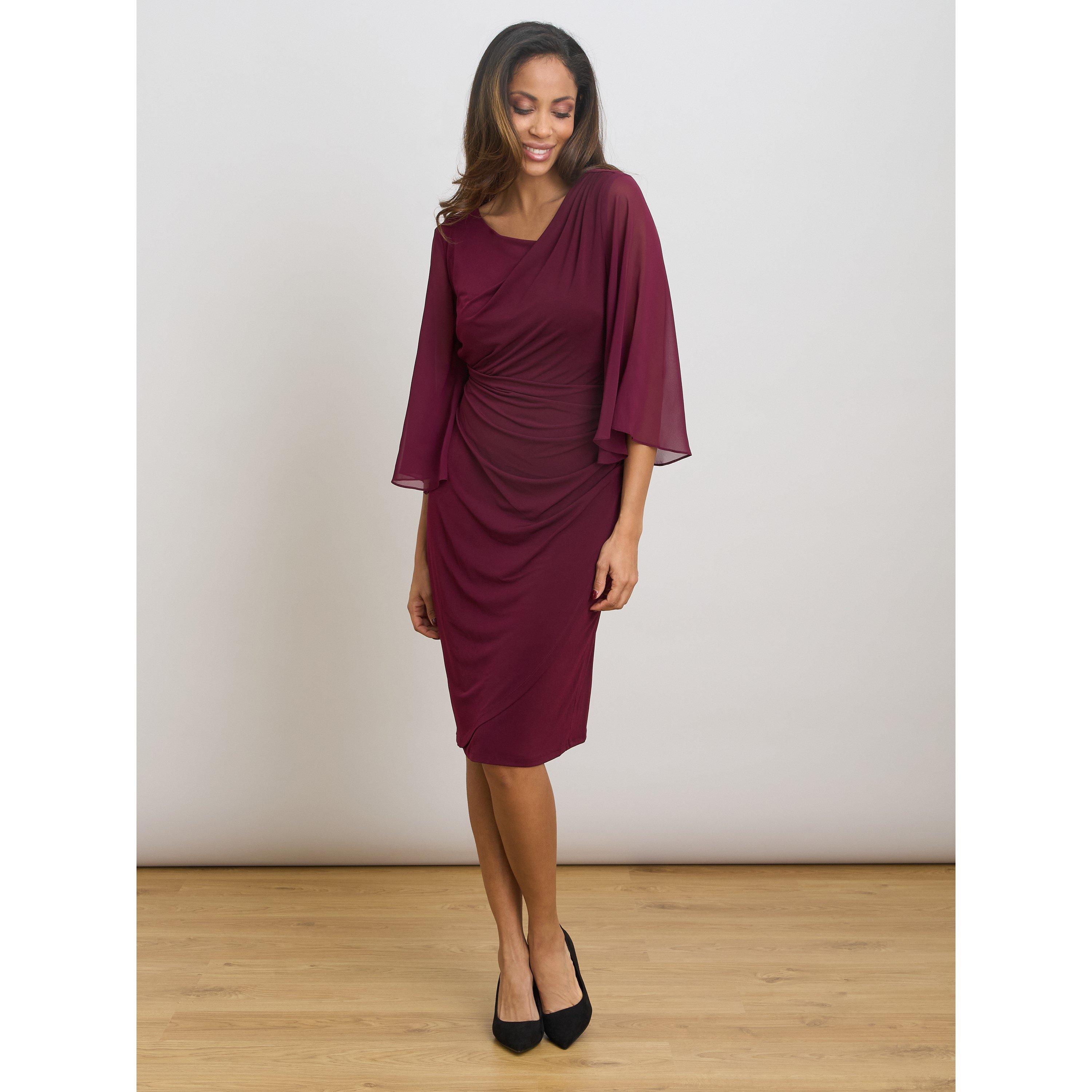 Burgundy - Gina Bacconi - Jo Draped Jersey Dress - 6