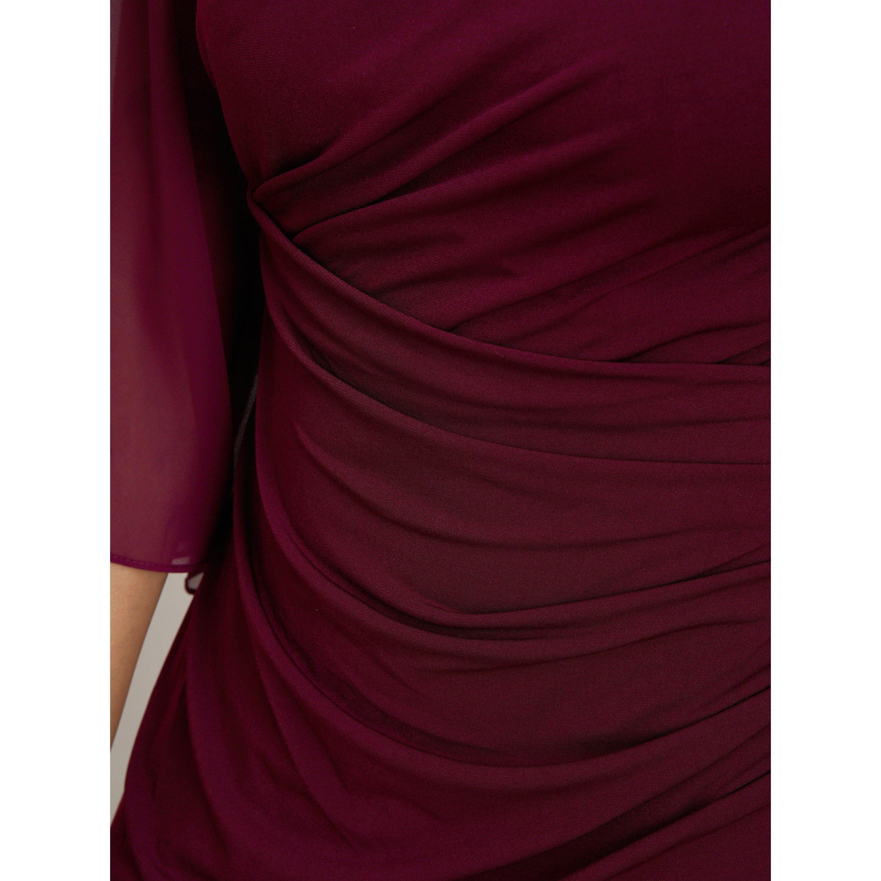 Burgundy - Gina Bacconi - Jo Draped Jersey Dress - 8