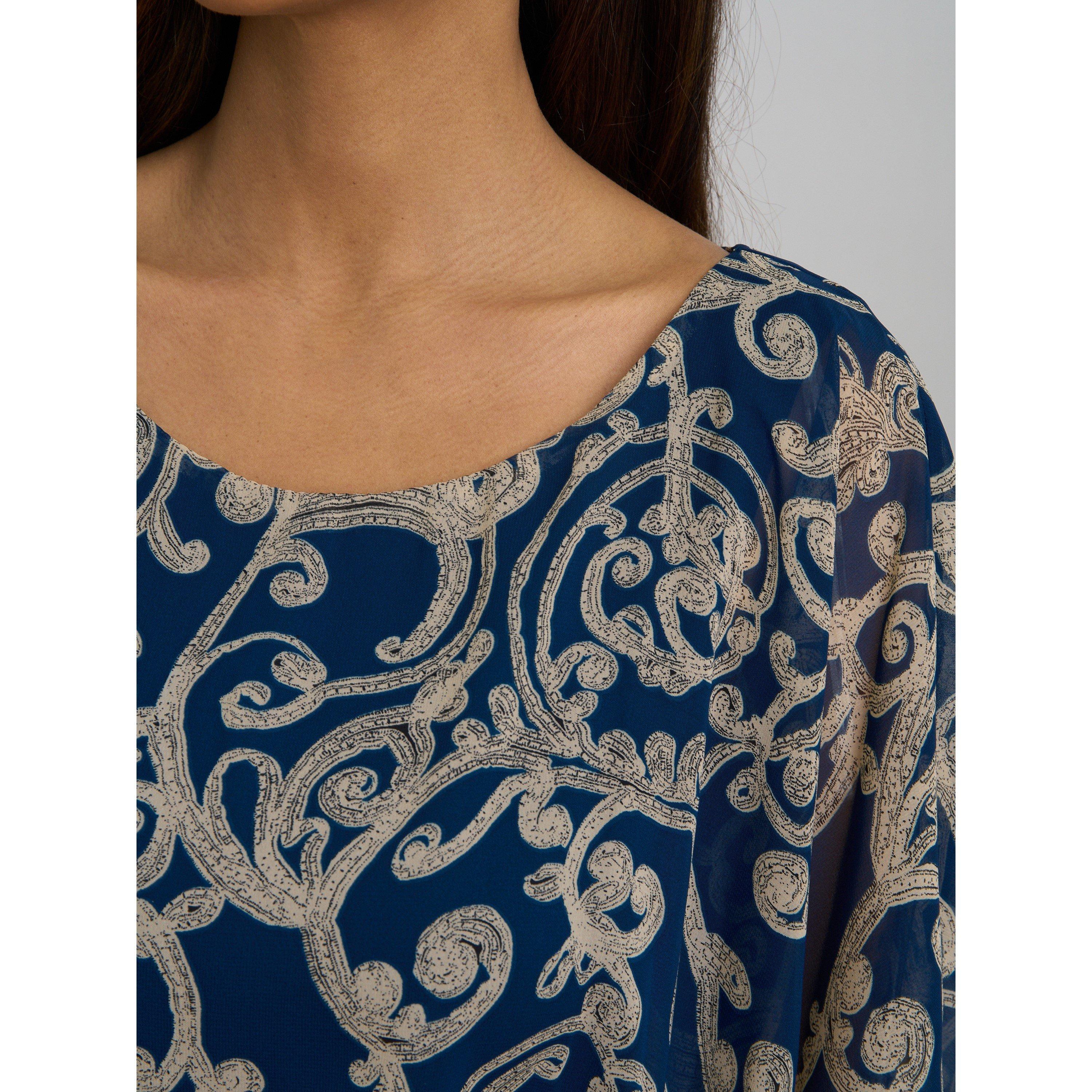 Navy Beige - Gina Bacconi - Gracie Chiffon Overlay Dress - 5