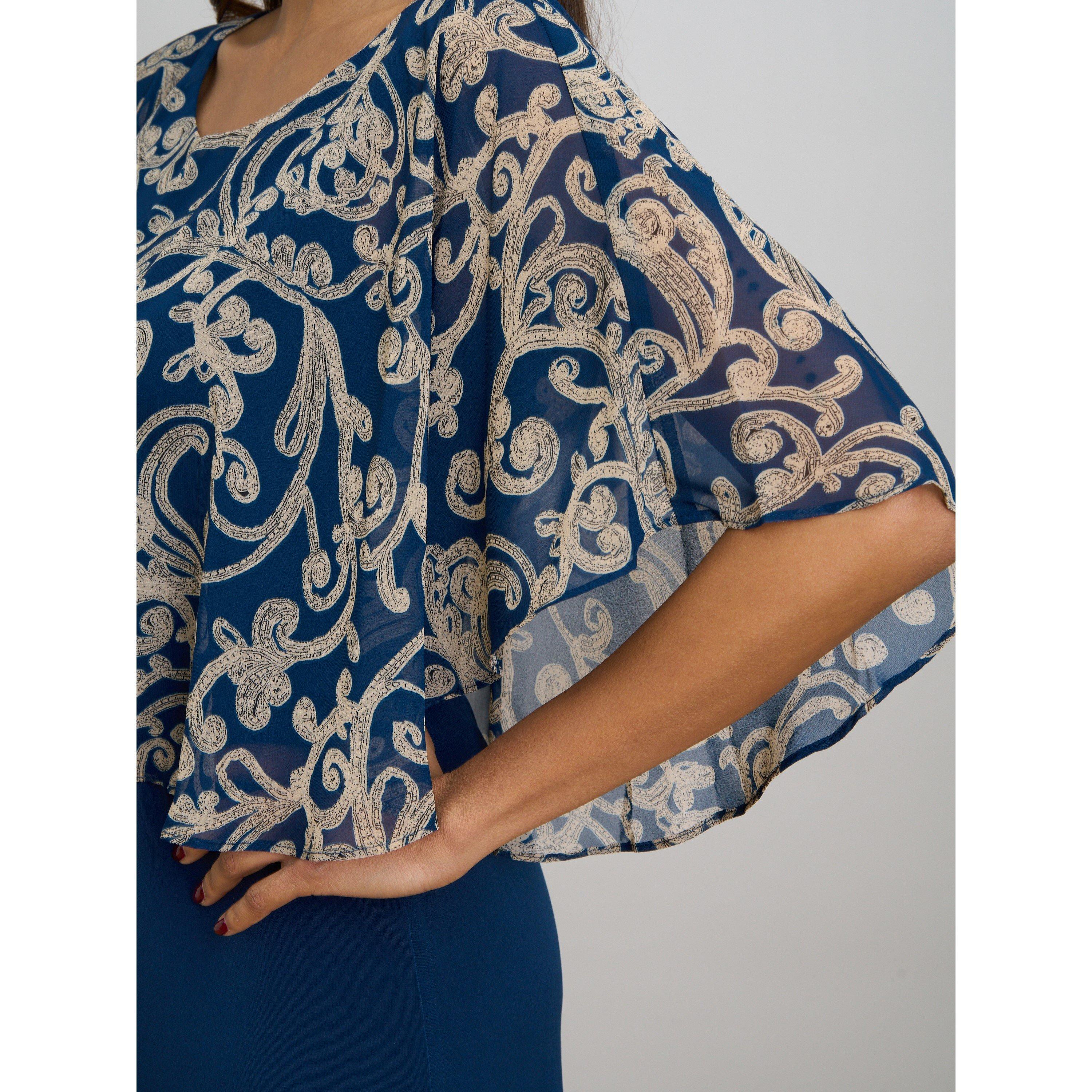Navy Beige - Gina Bacconi - Gracie Chiffon Overlay Dress - 7